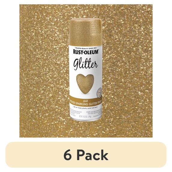 (6 pack) Gold, Rust-Oleum Glitter Spray Paint-301495, 10.25 oz