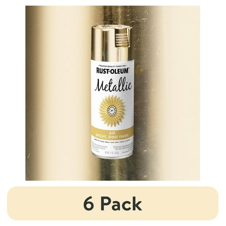 (6 pack) Gold, Rust-Oleum Metallic Spray Paint-340647, 11 oz
