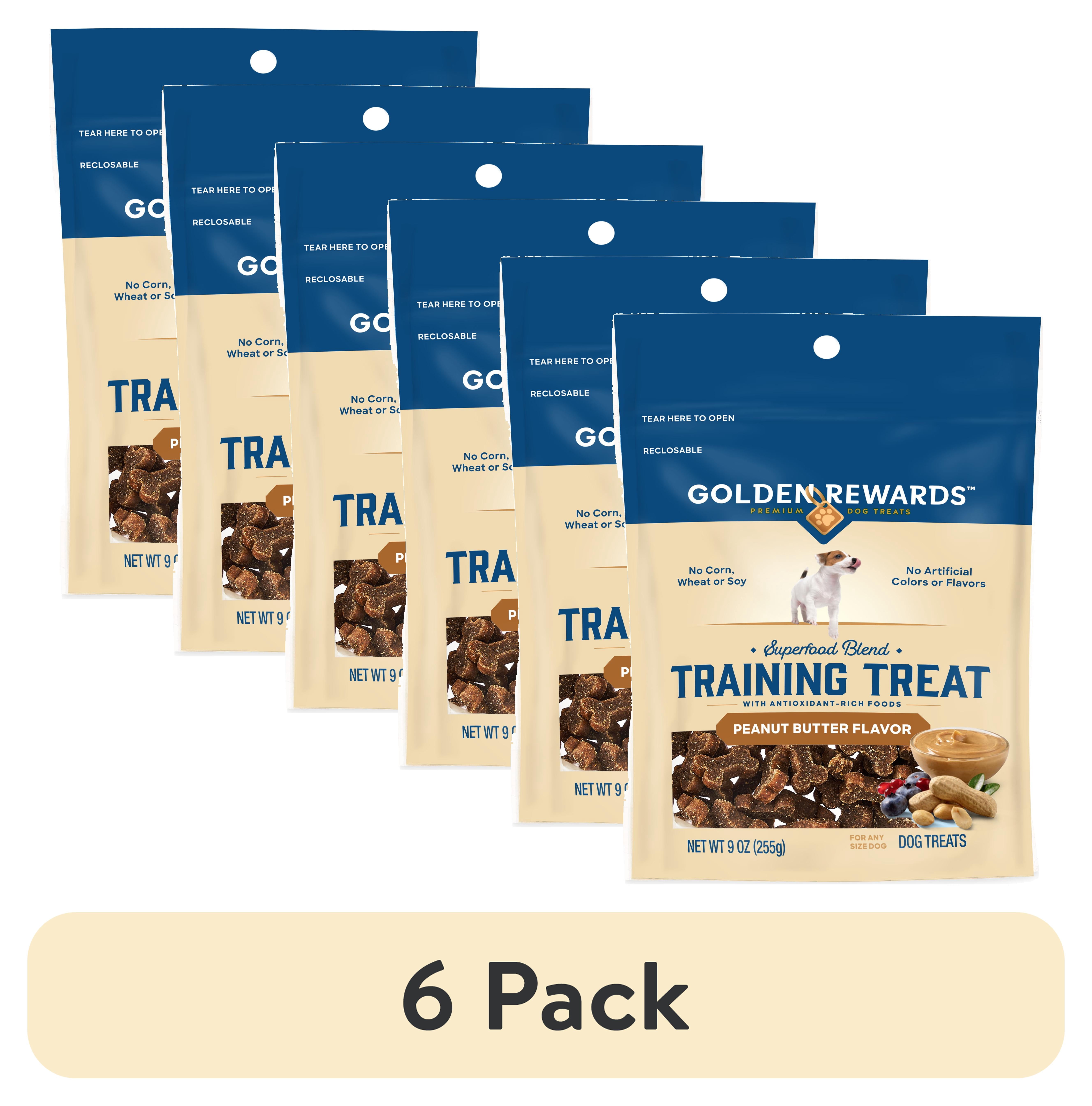 (6 pack) Golden Rewards Dog Training Treats with Peanut Butter Flavor, 9 oz Pouch