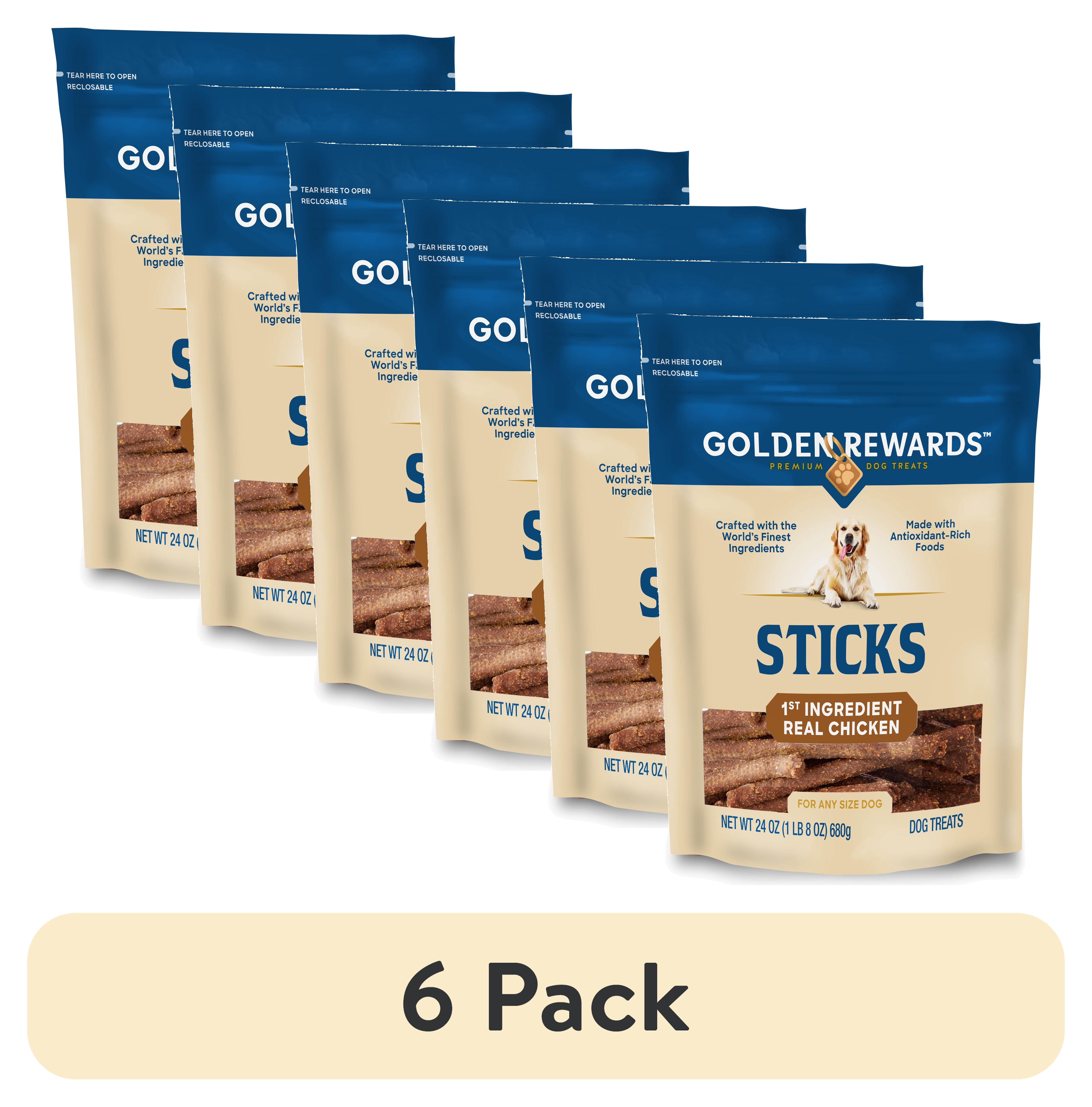 (6 pack) Golden Rewards Dry Chicken Stick Dog Treats, 24 oz Bag