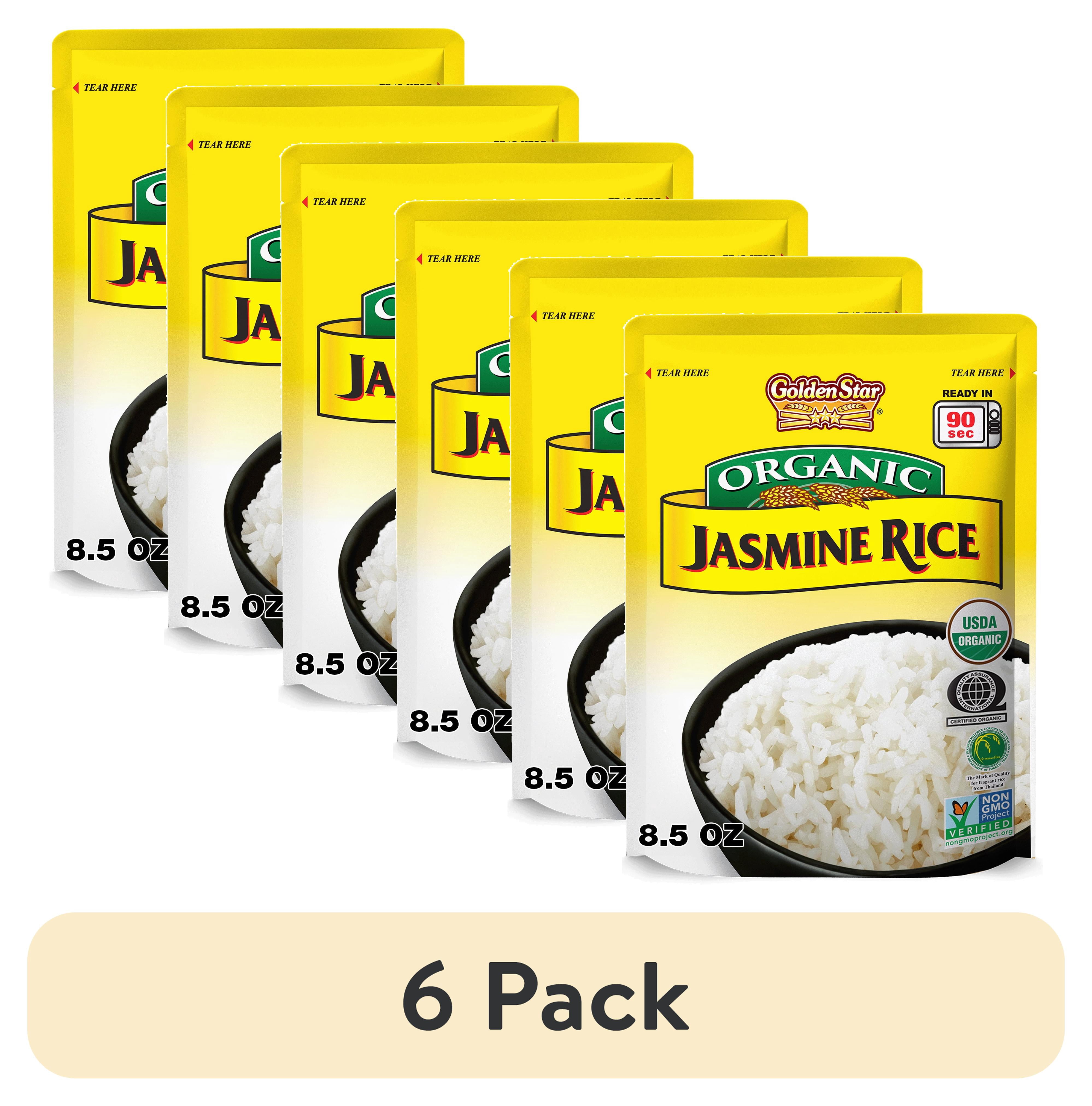 (6 pack) Golden Star Ready-to-Heat Organic Thai Hom Mali Jasmine Rice, 8.5 oz