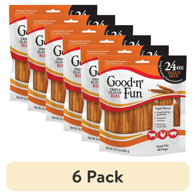 Healthy Hide Good'n' Fun Triple Flavor Ribs Rawhide, Chicken and Pork Hide main image 1