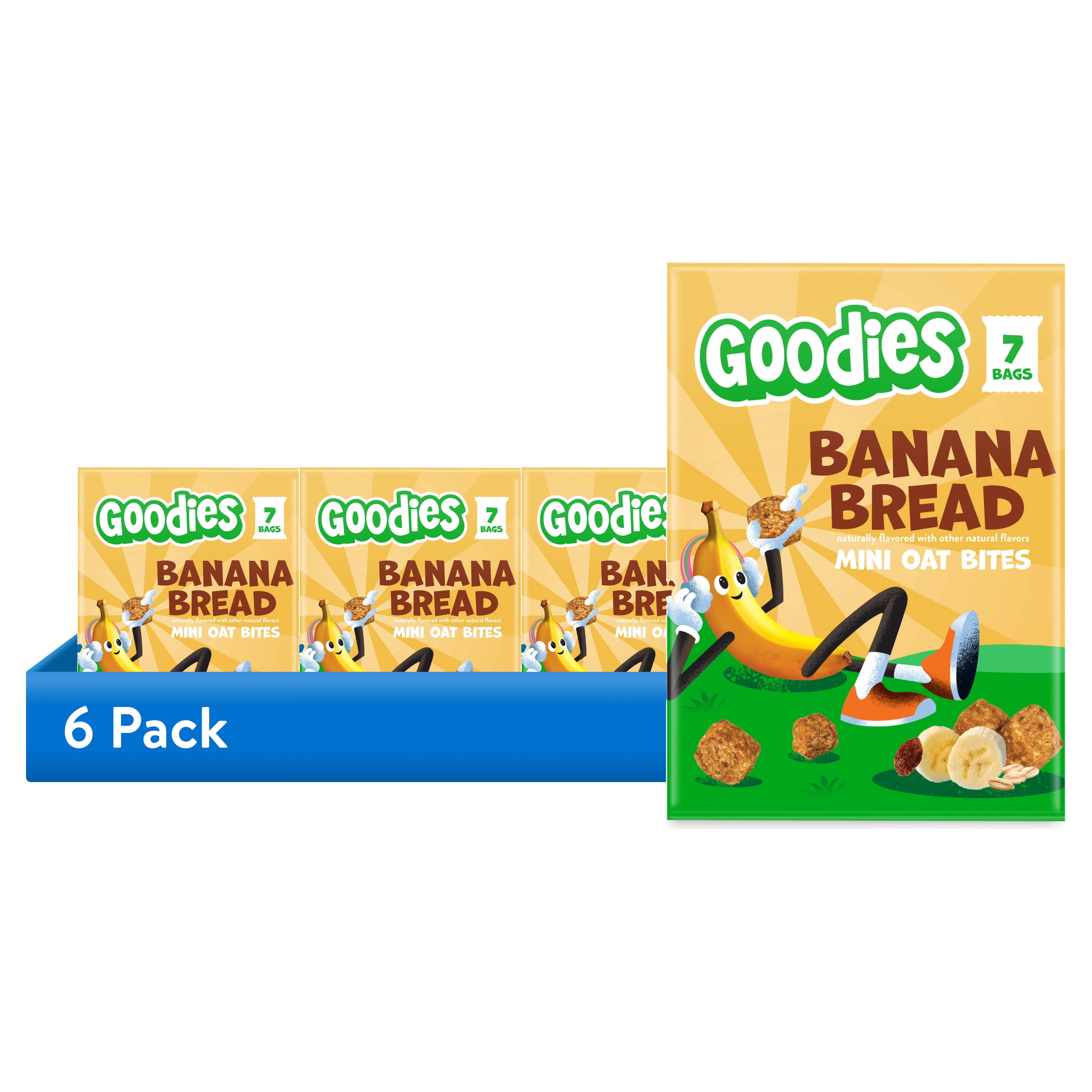 (6 pack) Goodies Banana Bread Mini Oat Bites Kid Snack Bites, Gluten Free & Non-GMO, 7 packs