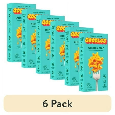 (6 pack) Goodles Mac & Cheese Cheddy Mac Noodles, Cheddar, Ziti, Shelf-Stable, 6 oz
