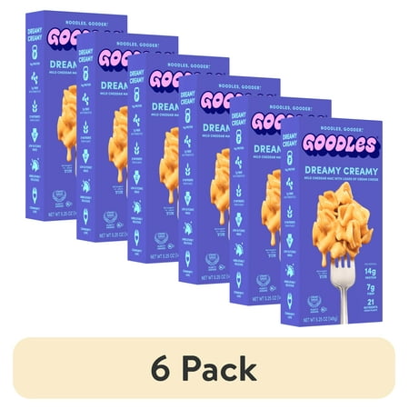 (6 pack) Goodles Mac & Cheese Dreamy Creamy Noodles, Cheddar and Cream Cheese, Shells, 5.25oz; Brand: GOODLES