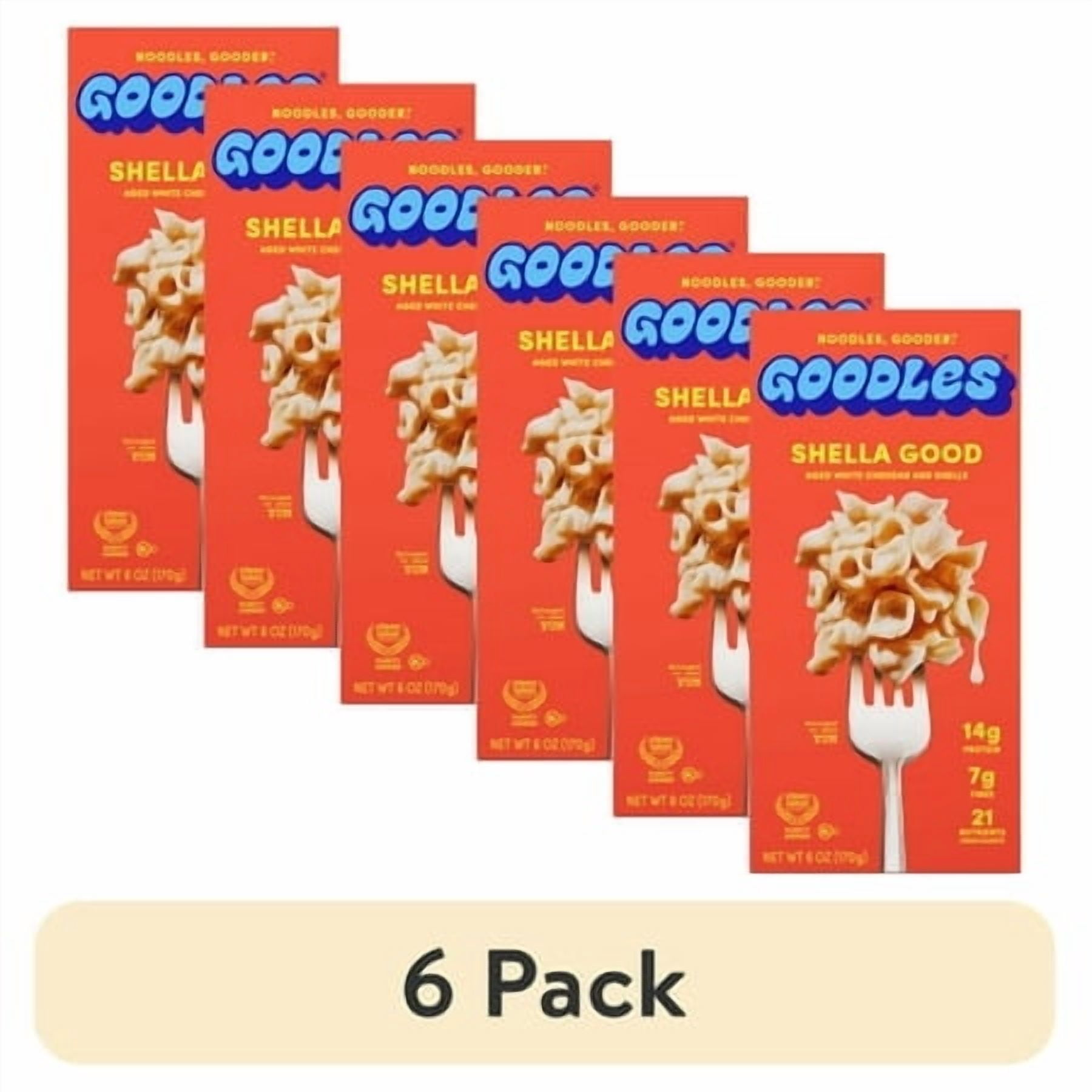 (6 pack) Goodles Mac & Cheese Shella Good Noodles, Cheddar, Shells, 6 oz; Shelf Stable Brand: GOODLES