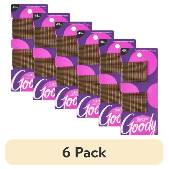 (6 pack) Goody® Slideproof Metallic Bobby Pins, Brown 45 CT