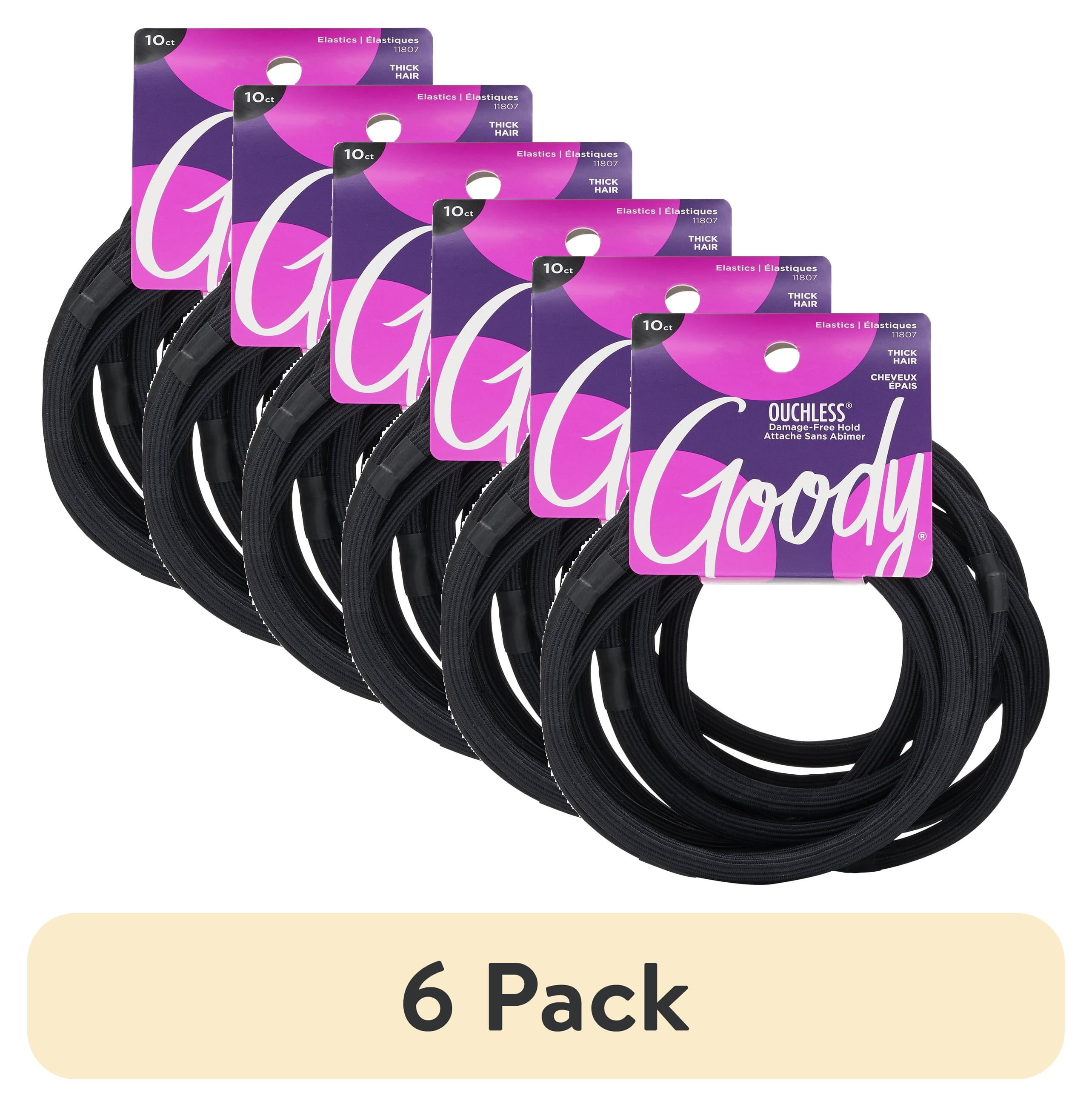 6 pack) Goody Ouchless Hair Ties, Black, XL Fabric Covered Elastic