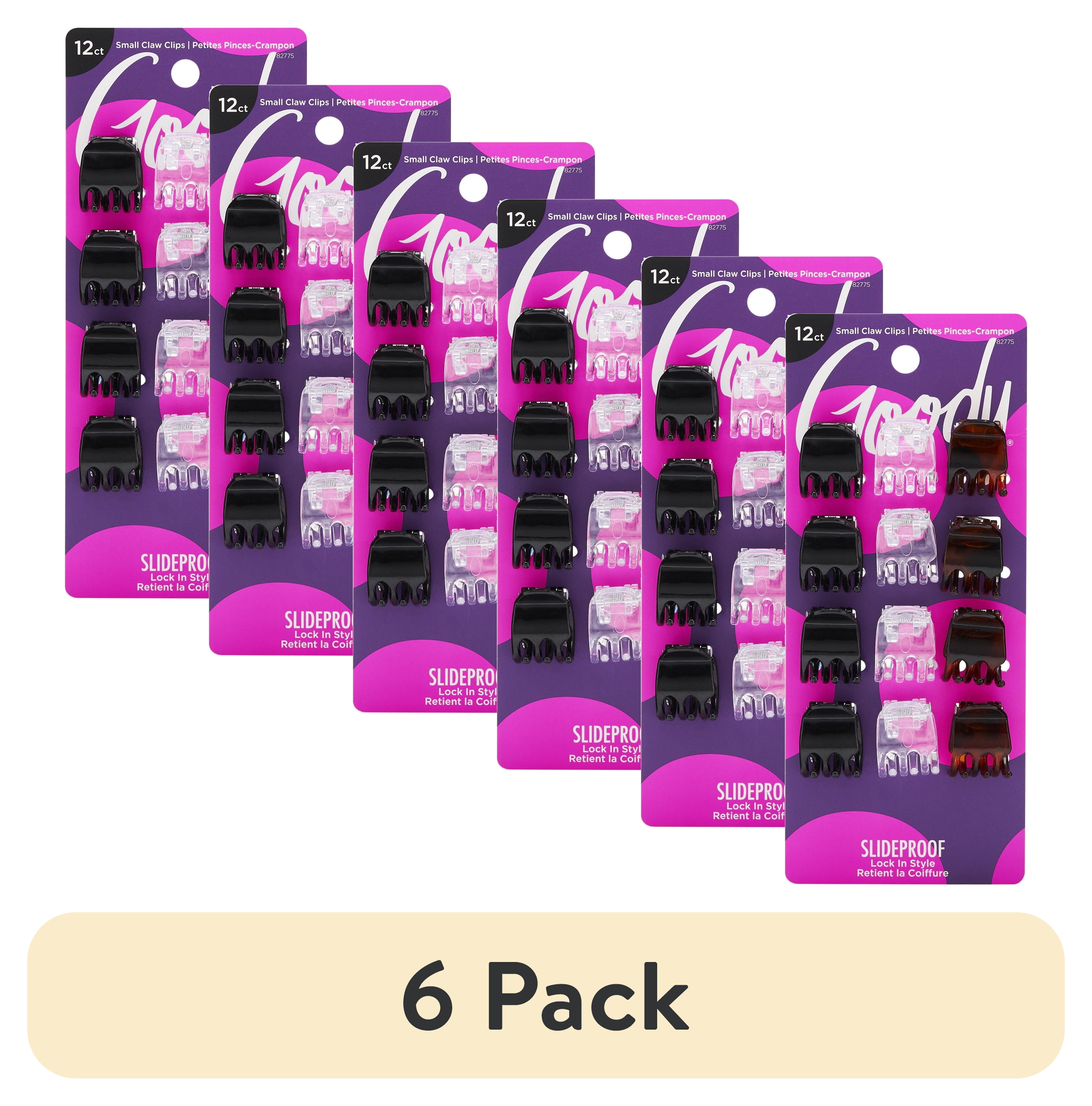 3 pack) Goody Classic Mini Claw Clips, Slide-Proof Grip, All 