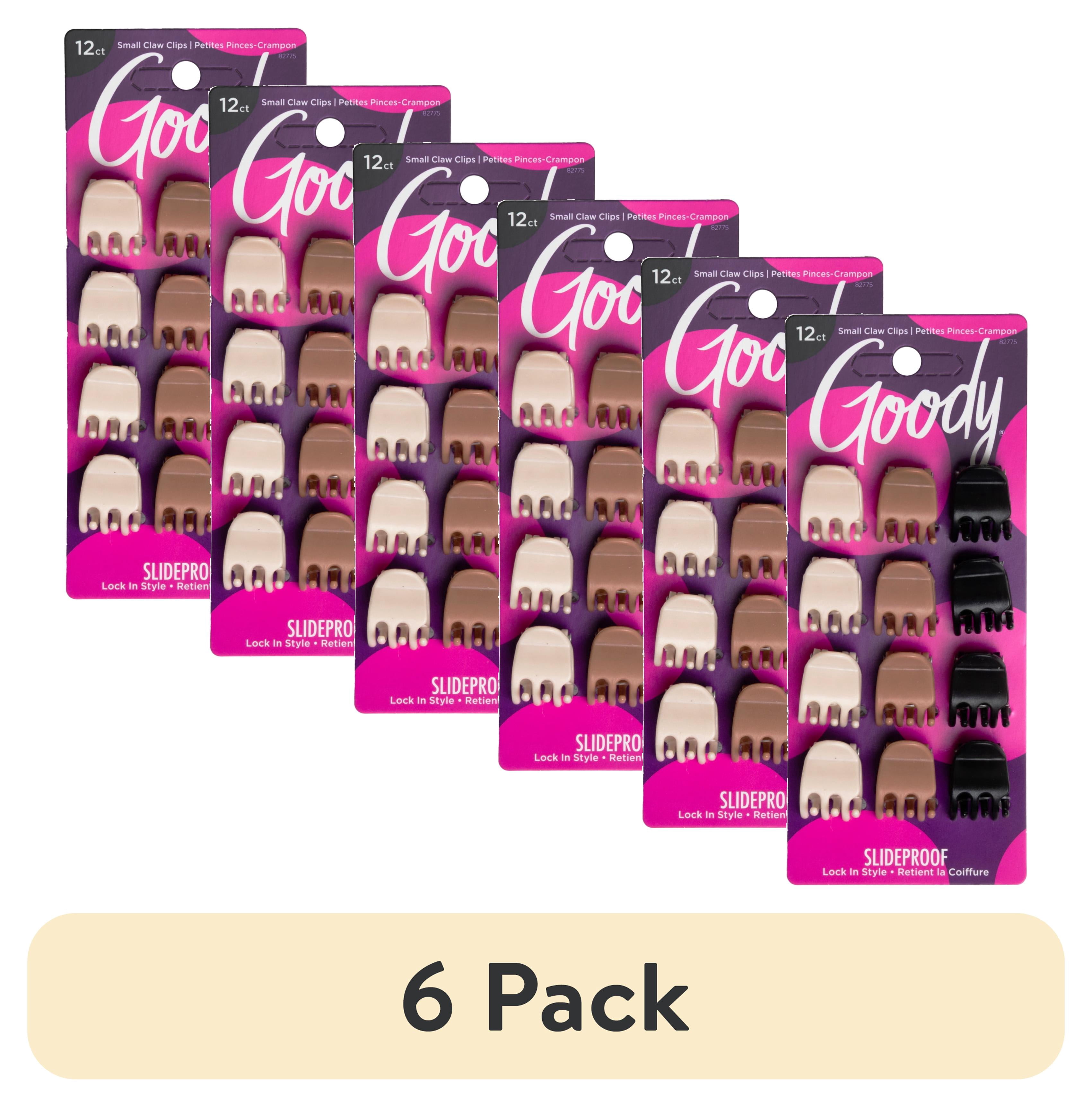 (6 pack) Goody Classic Mini Claw Clips, Assorted Colors, Slide-Proof Grip for All Hair Types, 12 Count