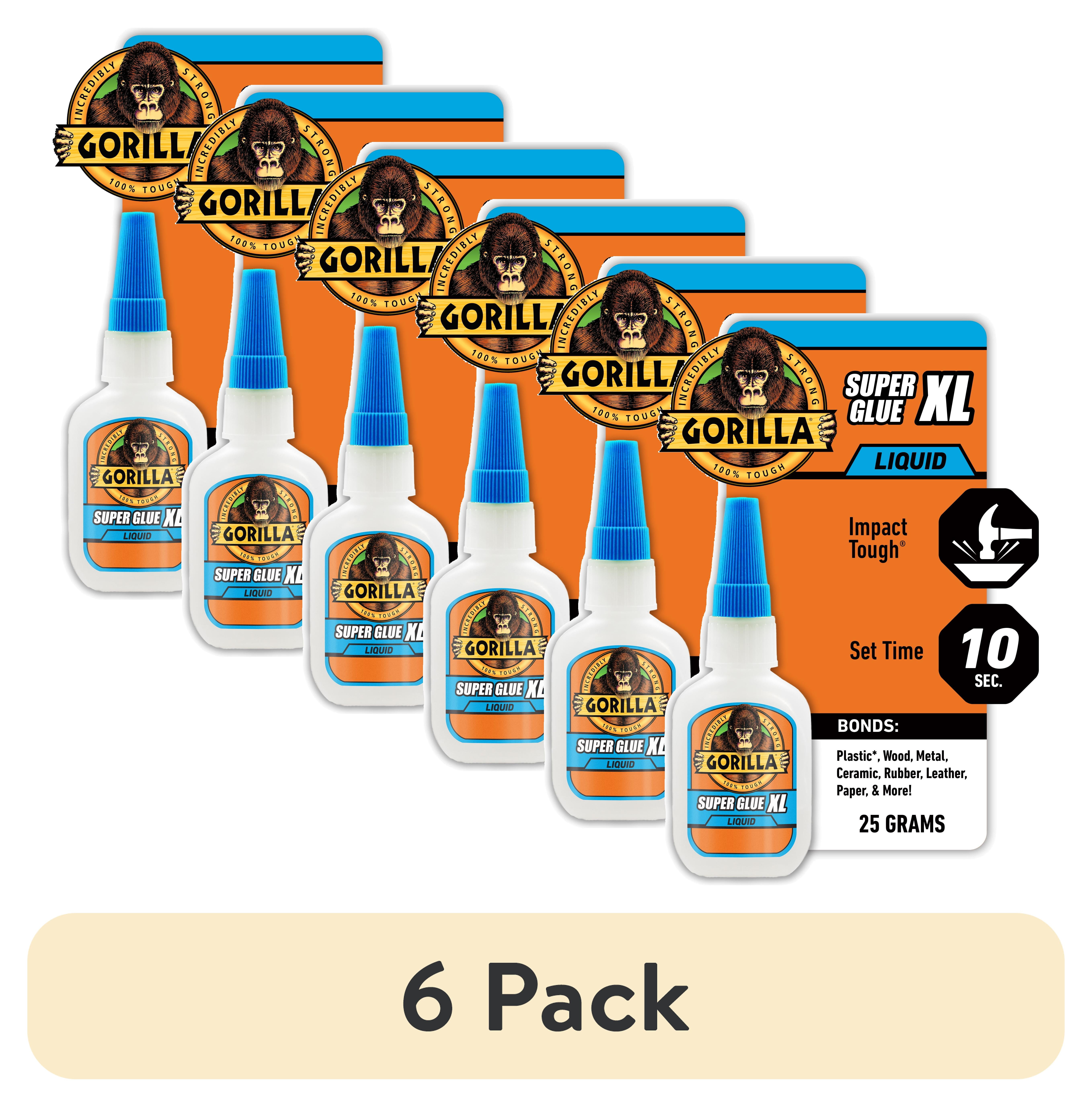 (6 pack) Gorilla Clear Super Glue XL, 25 Gram Bottle, Pack of 1