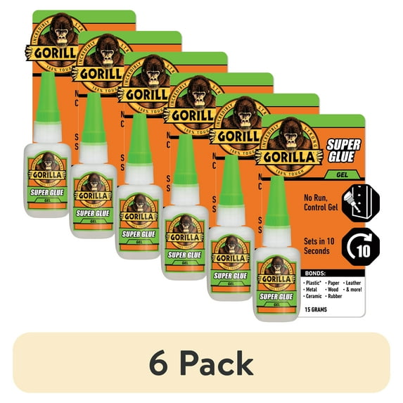 (6 pack) Gorilla Glue Super Glue Gel (15g) Clear Color, Pack of 1