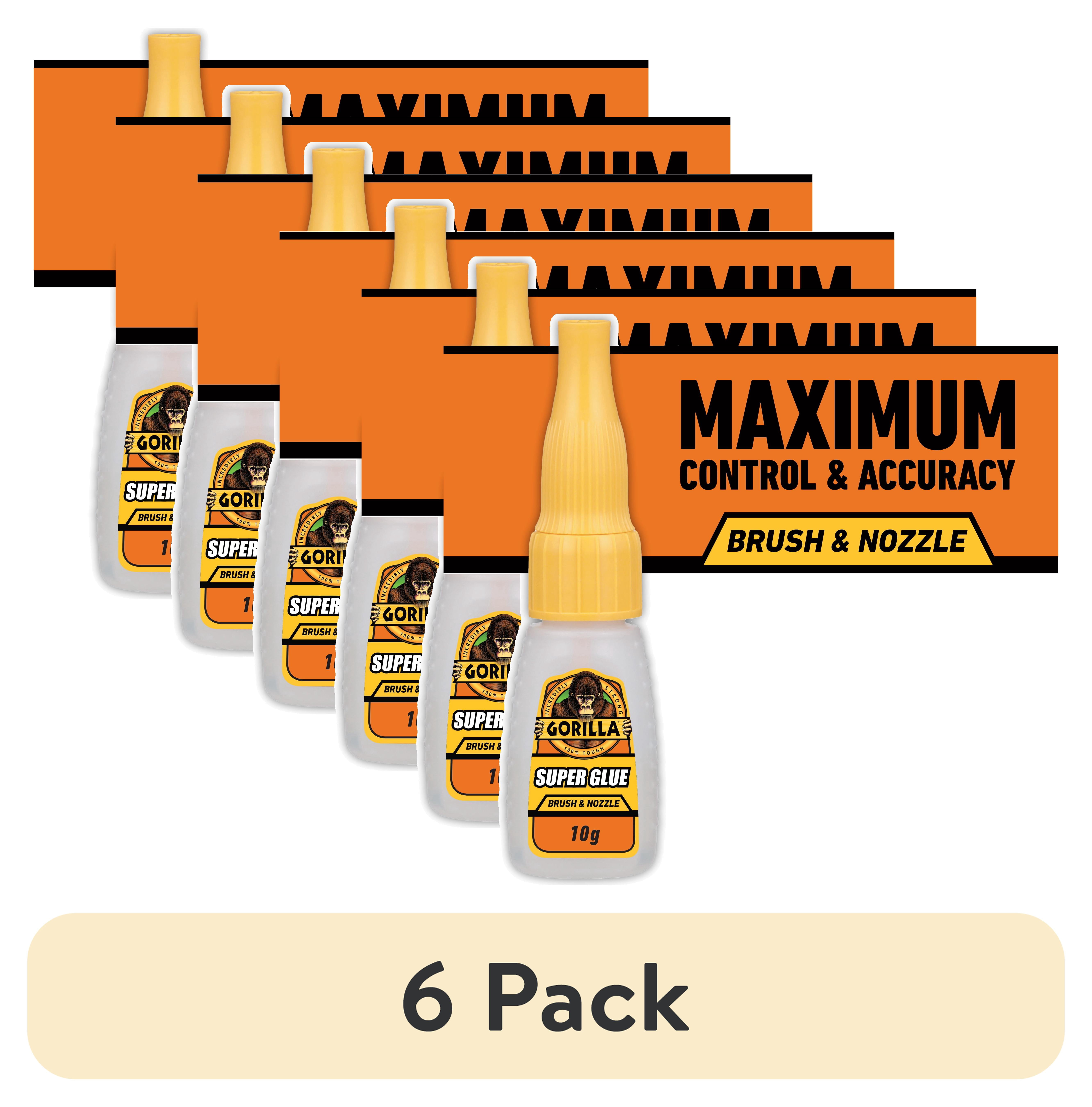 (6 pack) Gorilla Super Glue Brush & Nozzle 10g - Fast Drying Impact Tough Adhesive