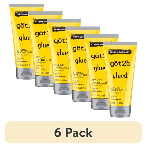 (6 pack) got2b Glued Styling Spiking Hair Gel, Water-Resistant, Bold, Screaming Hold Spikes, 6 oz