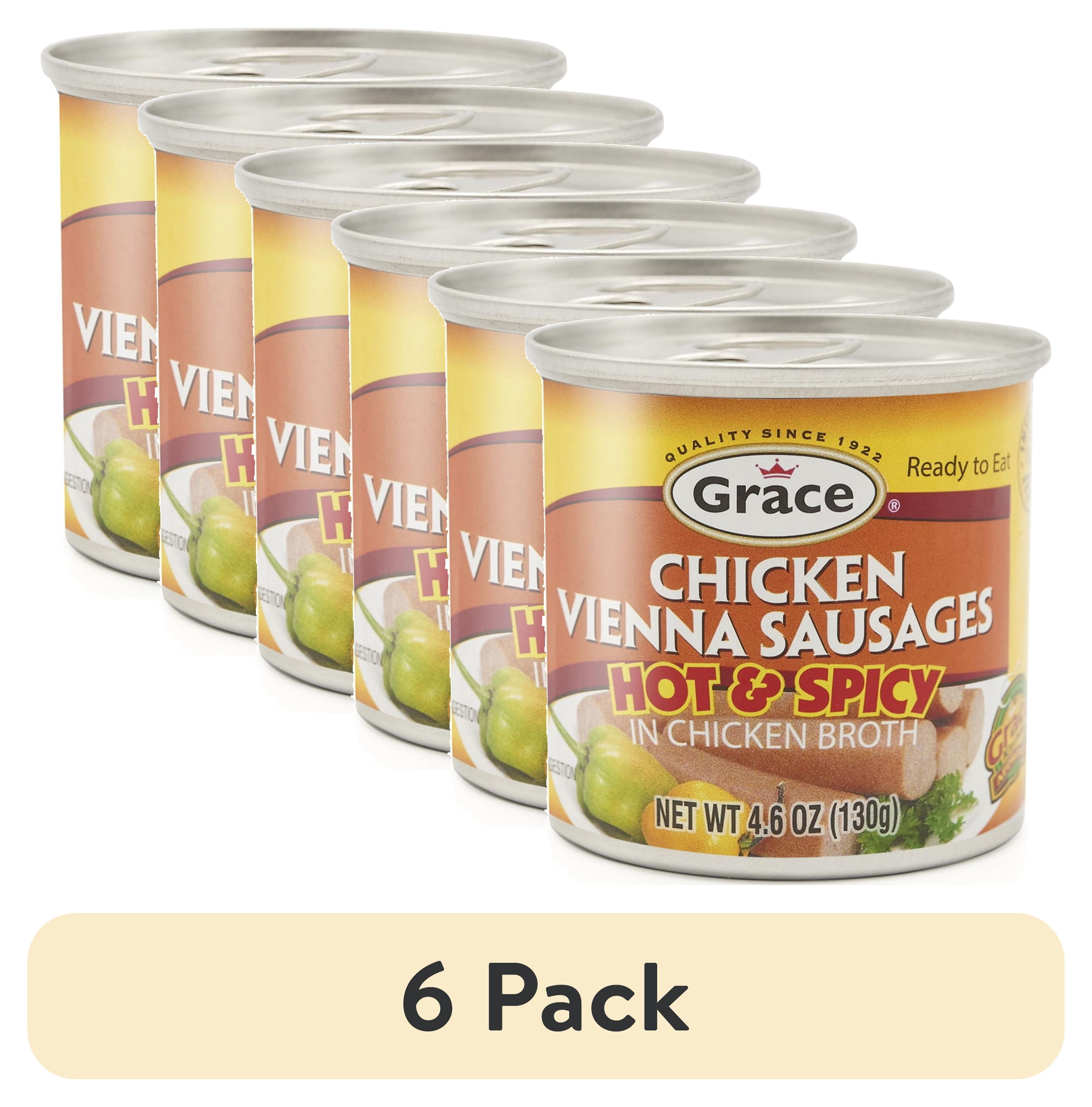 (6 pack) Grace Hot & Spicy Vienna Chicken Sausages in Can, 4.6 oz