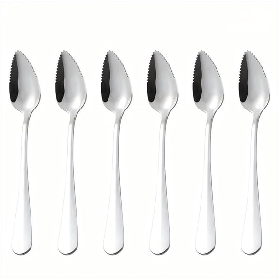 6 pack Grapefruit Serrated Knife Spoons : Stainless Steel Spoons Serrated Grapefruit Utensils Tools for Citrus Fruits Kiwi Lemon Desserts Salads
