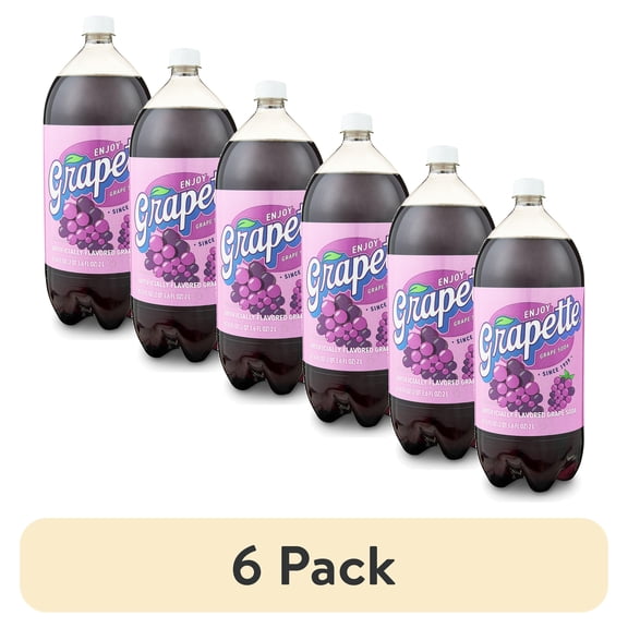 (6 pack) Great Value Grapette Grape Soda, 2 Liter