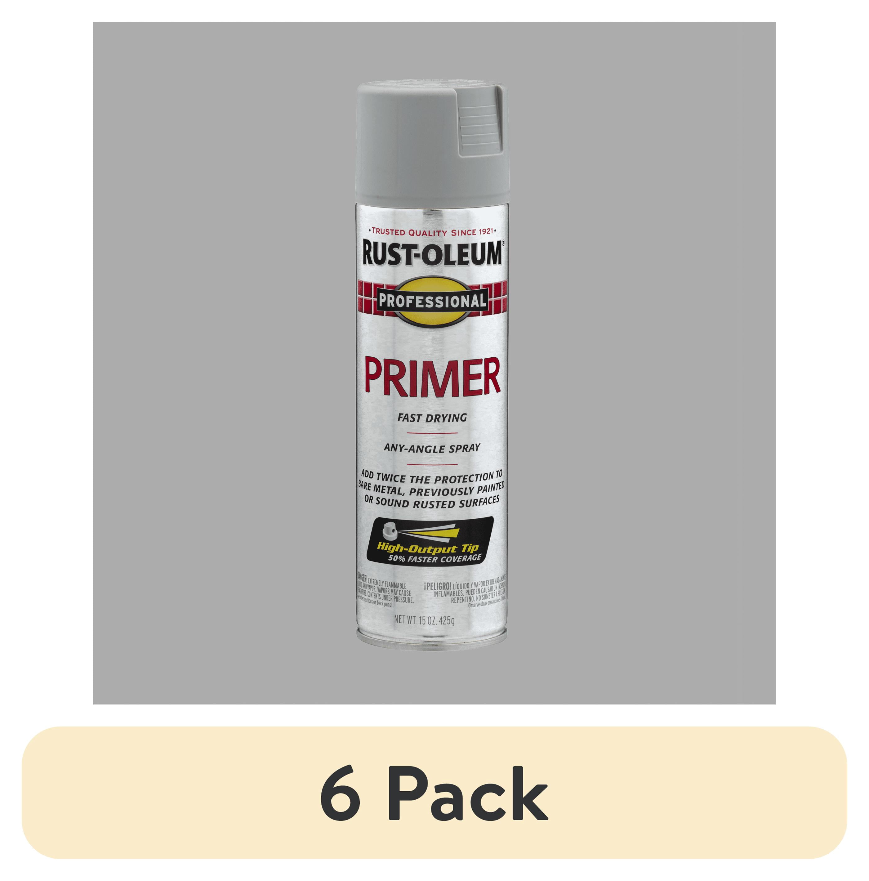 (6 pack) Gray Primer, Rust-Oleum Professional High-Performance Enamel Flat Spray Paint-7582838, 15 oz