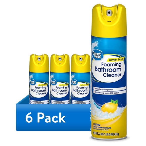 (1 pack) Great Value Foaming Bathroom Cleaner, Lemon Scent, 22 oz