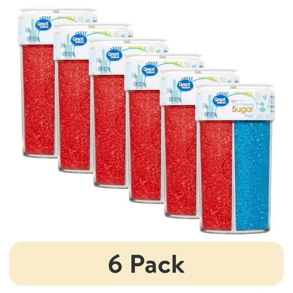 (6 pack) Great Value 4 in 1 Multicolor Sugar Bright Decorating Sprinkles, 7 oz Dessert Toppings