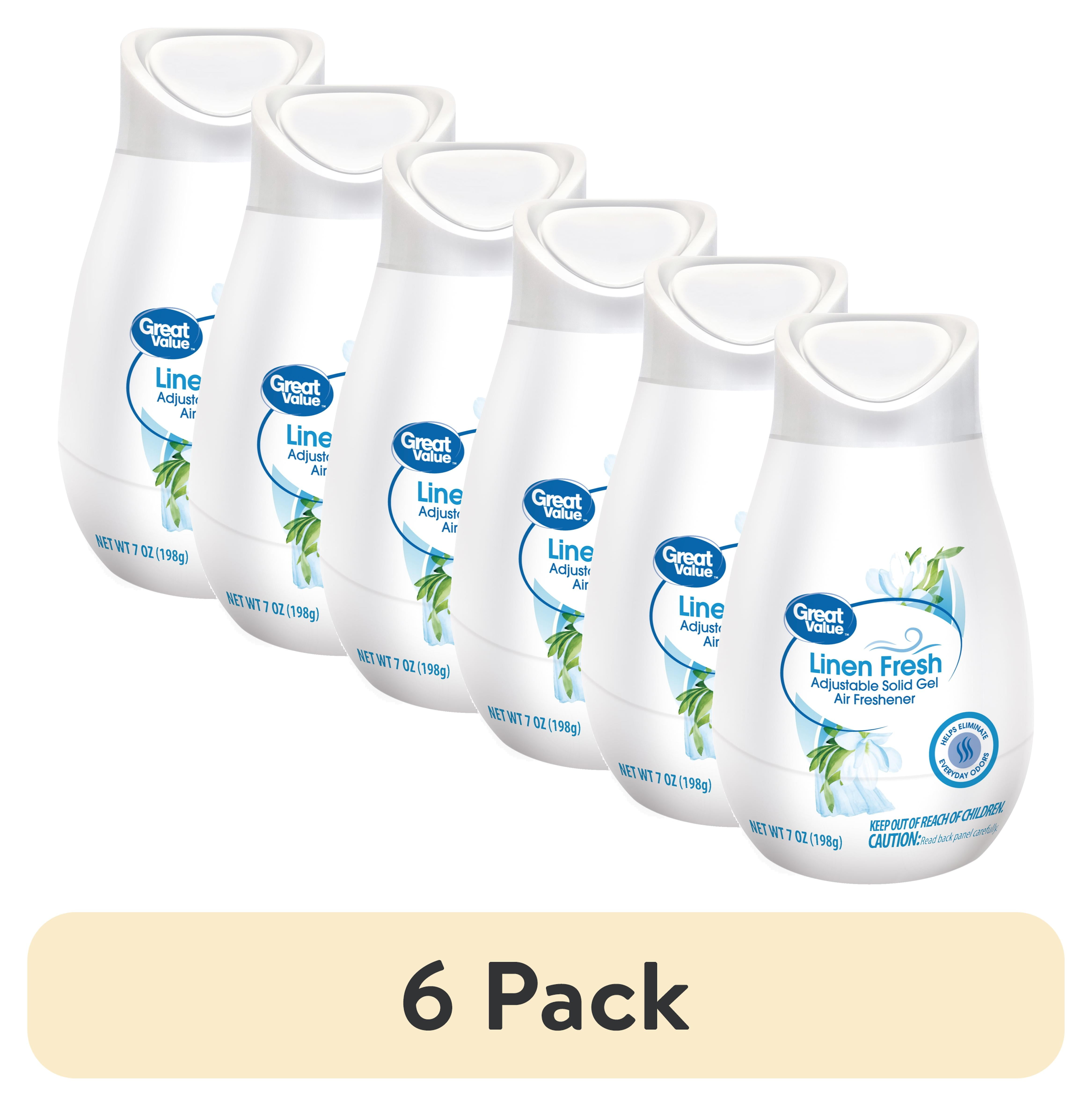 (6 pack) Great Value Adjustable Solid Gel Cone Air Freshener, Linen Fresh, 7 oz