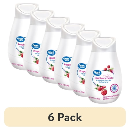 (6 pack) Great Value Adjustable Solid Gel Cone Air Freshener, Raspberry Fields, 7 oz