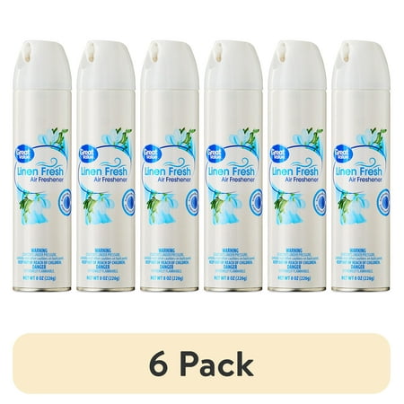 (6 pack) Great Value Aerosol Air Freshener, Linen Fresh, 8 oz