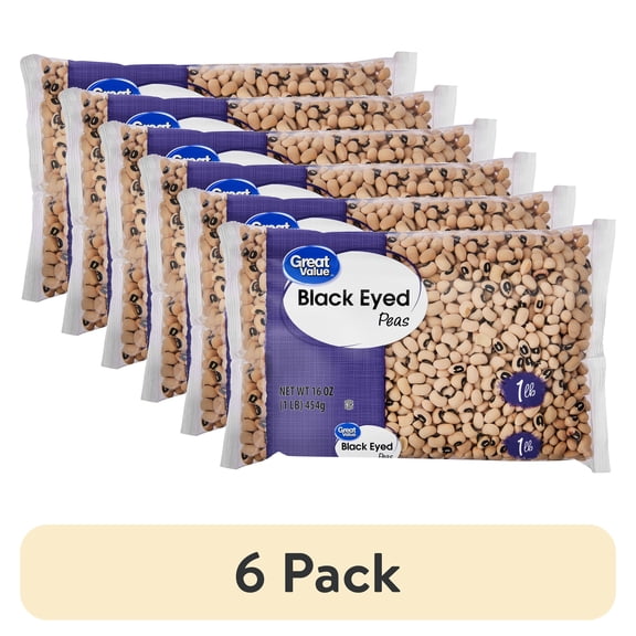 (6 pack) Great Value Black Eyed Peas, 1 lb