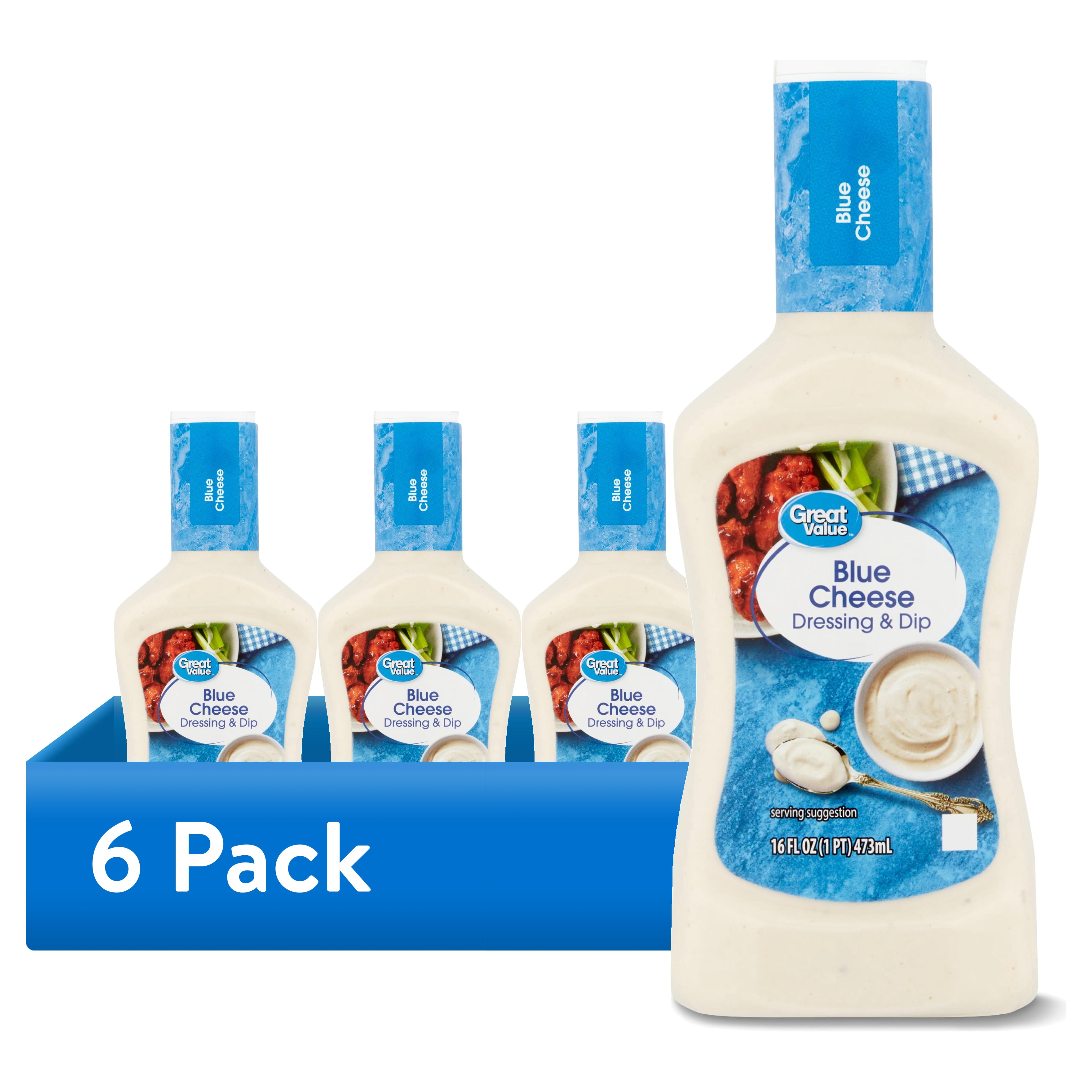 6 pack) Great Value Blue Cheese Salad Dressing & Dip, 16 fl oz - Walmart.com 6 pack) Great Value Blue Cheese Salad Dressing & Dip, 16 fl oz - Walmart.com