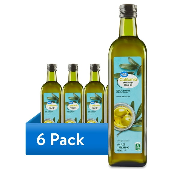 (6 pack) Great Value California Extra Virgin Olive Oil, 25.4 fl oz