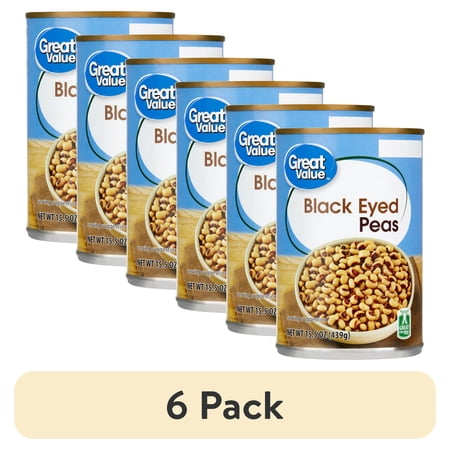 (6 pack) Great Value Canned Black Eyed Peas, 15.5 oz Can