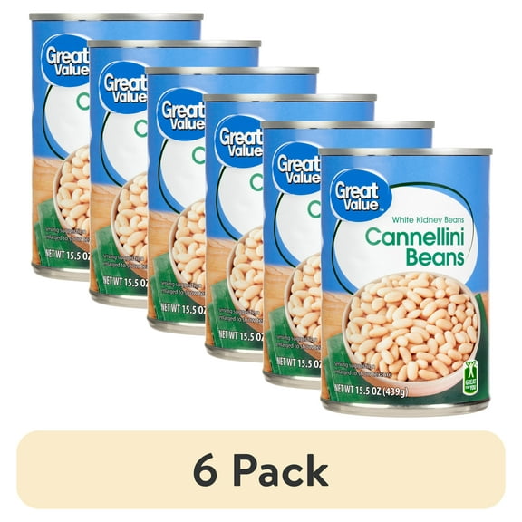 (6 pack) Great Value Cannellini Beans, 15.5 oz