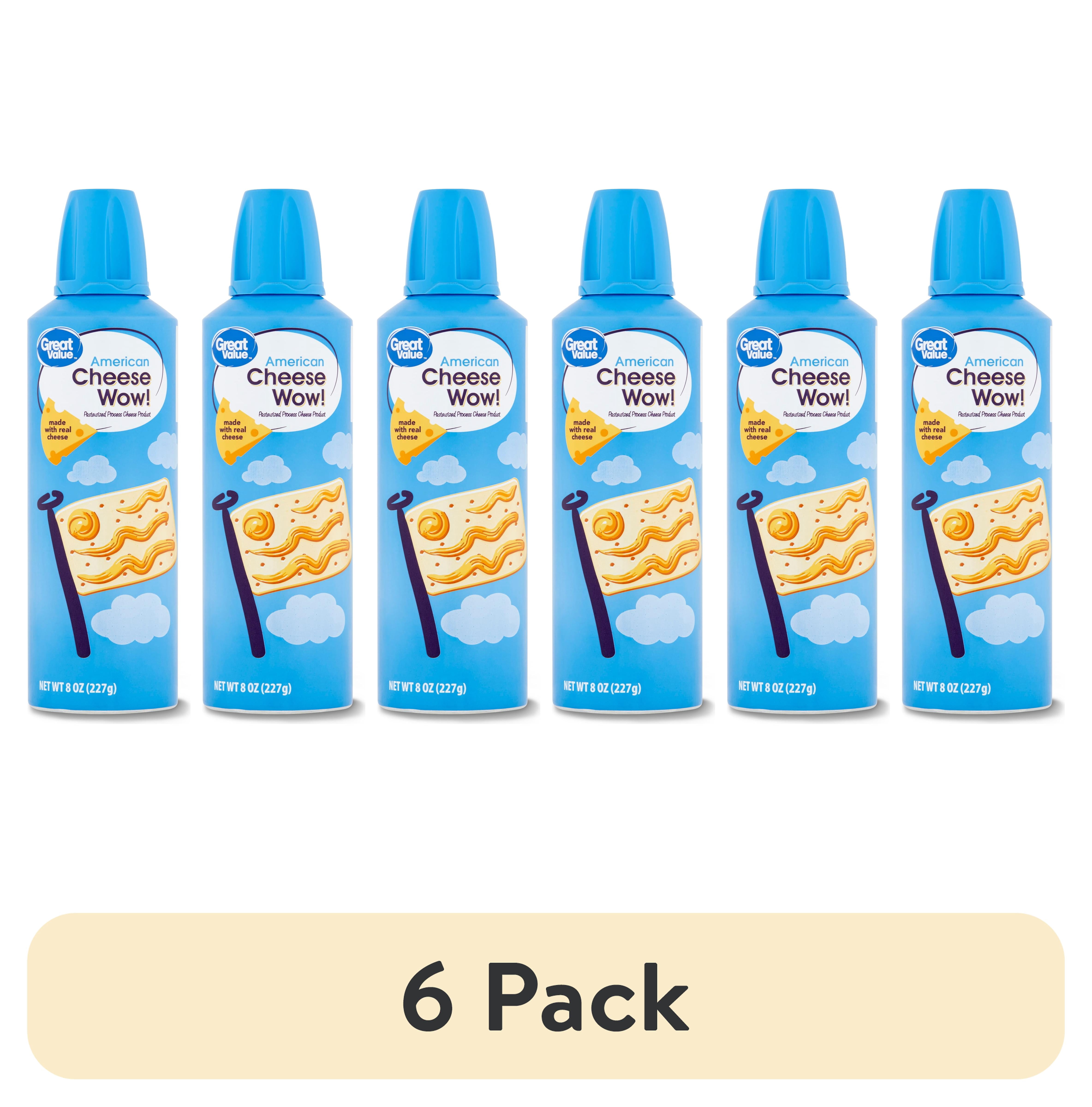 (6 pack) Great Value Cheese Wow! Spray Cheese, American Cheese, 8 oz