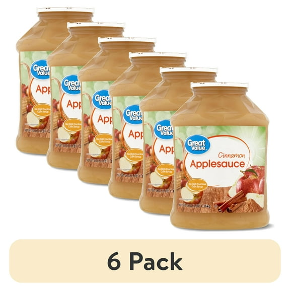 (6 pack) Great Value Cinnamon Applesauce, 48 oz Jar