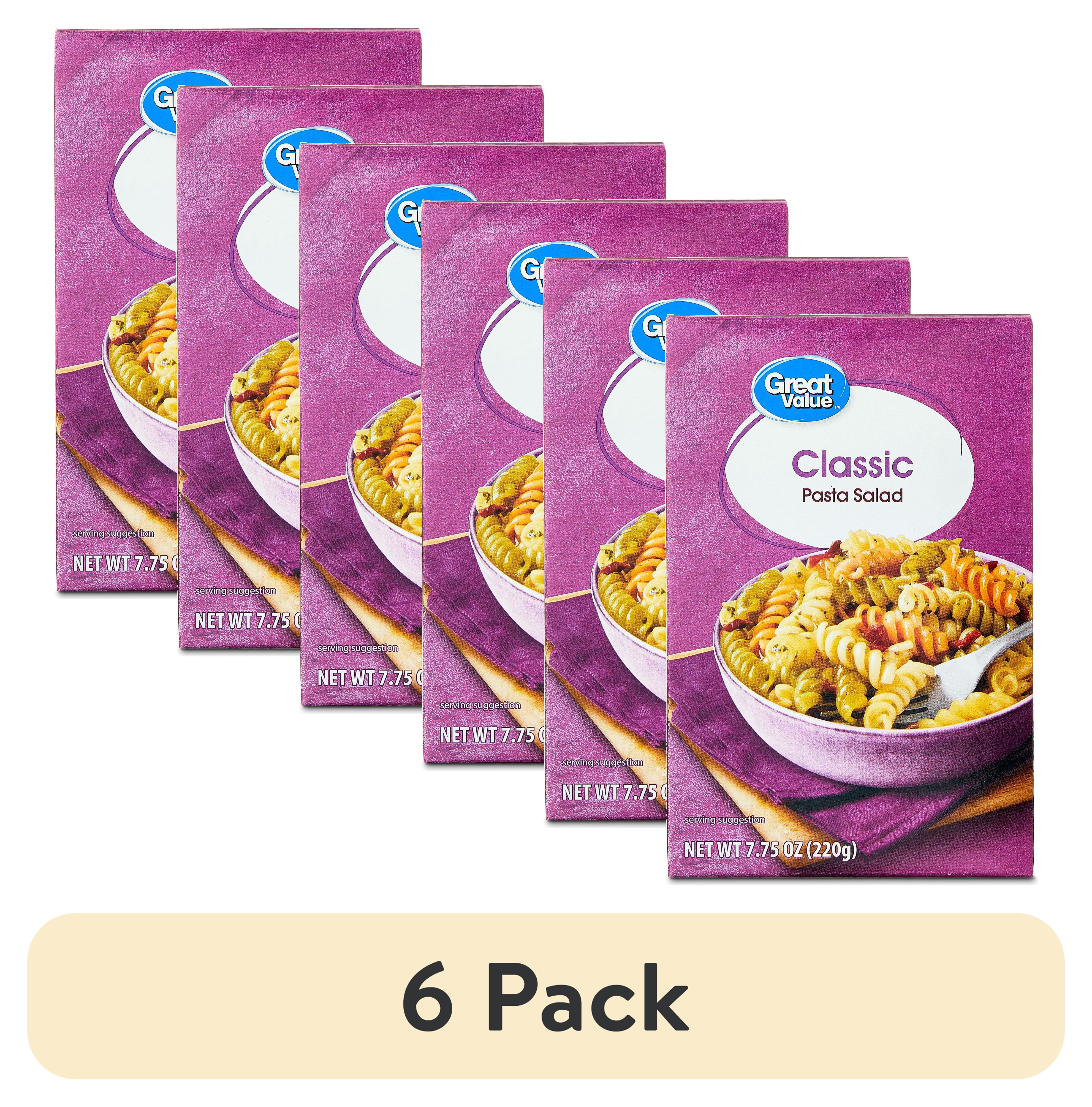 (6 pack) Great Value Classic Pasta Salad 7.75 oz (Shelf Stable, Packaged Meals)