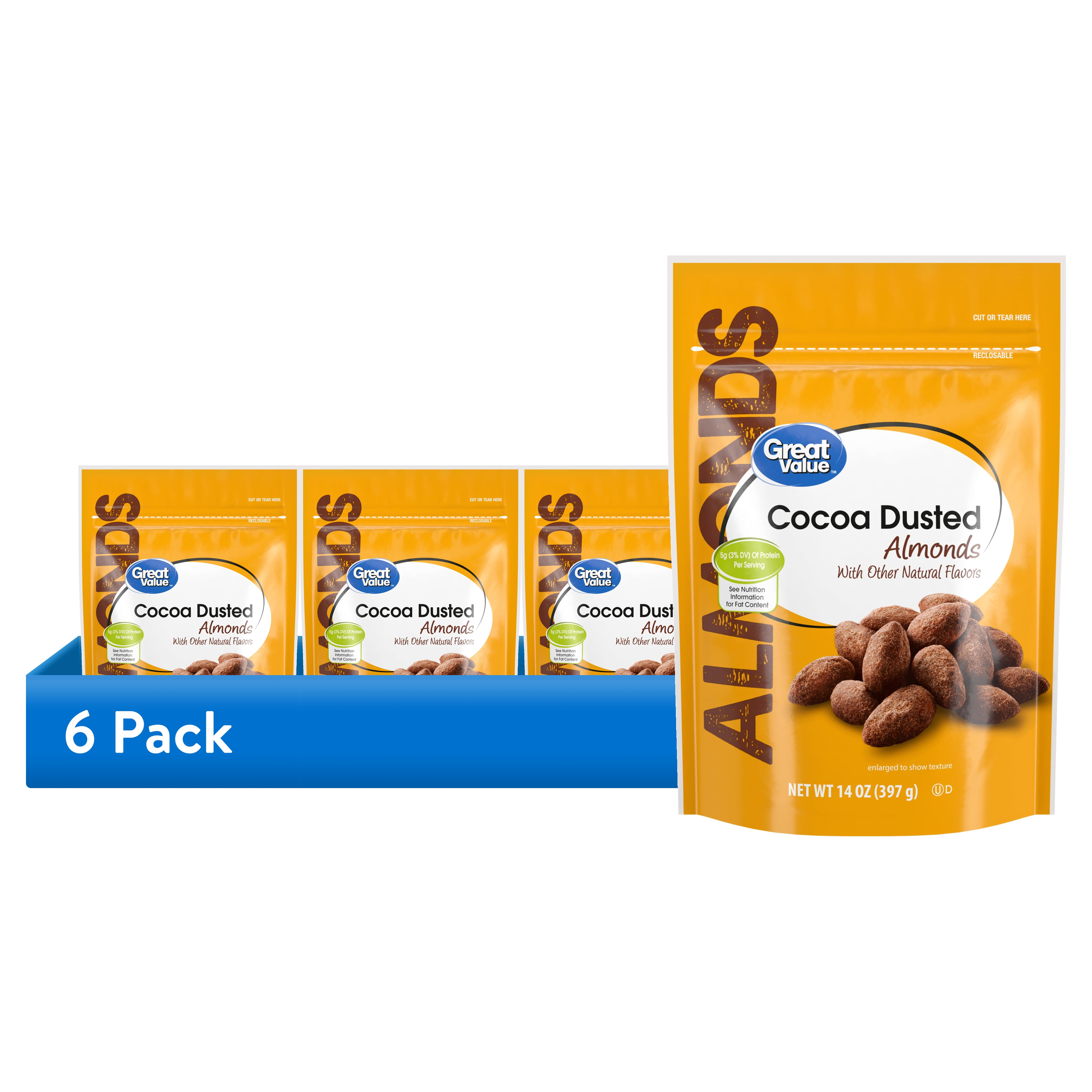 (6 pack) Great Value Cocoa Roasted Almonds, 14 oz