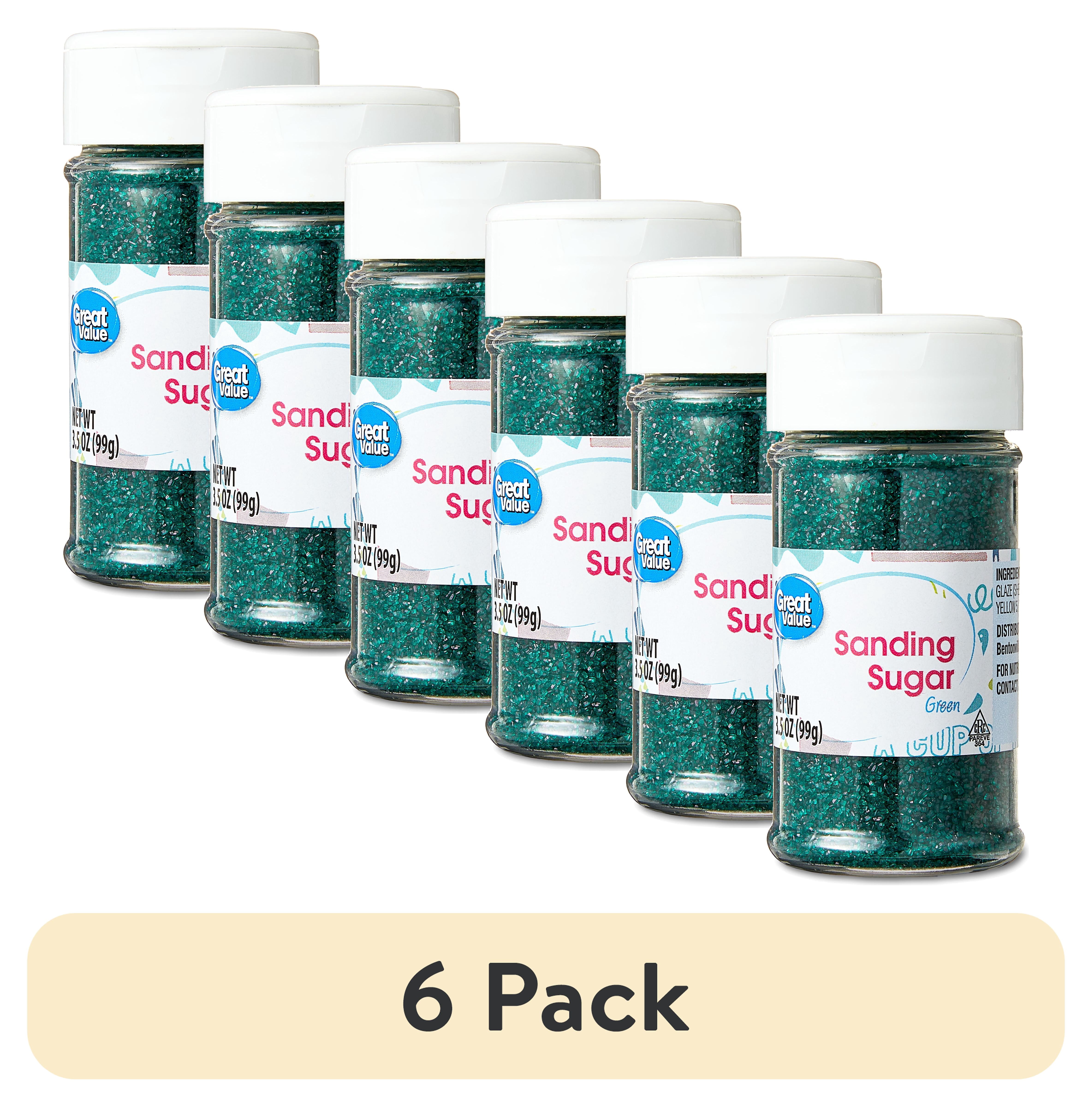 (6 pack) Great Value Dark Green Sanding Sugar, 3.5 oz