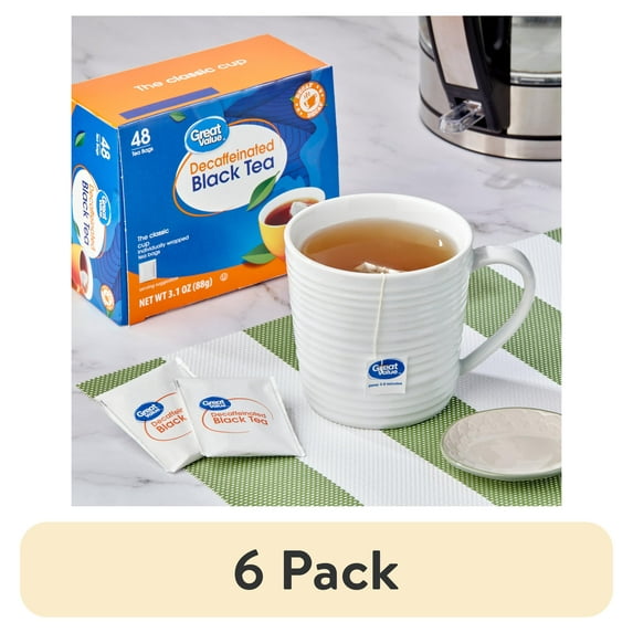 (6 pack) Great Value Decaffeinated Black Tea Bags, 3.1 oz, 48 Count