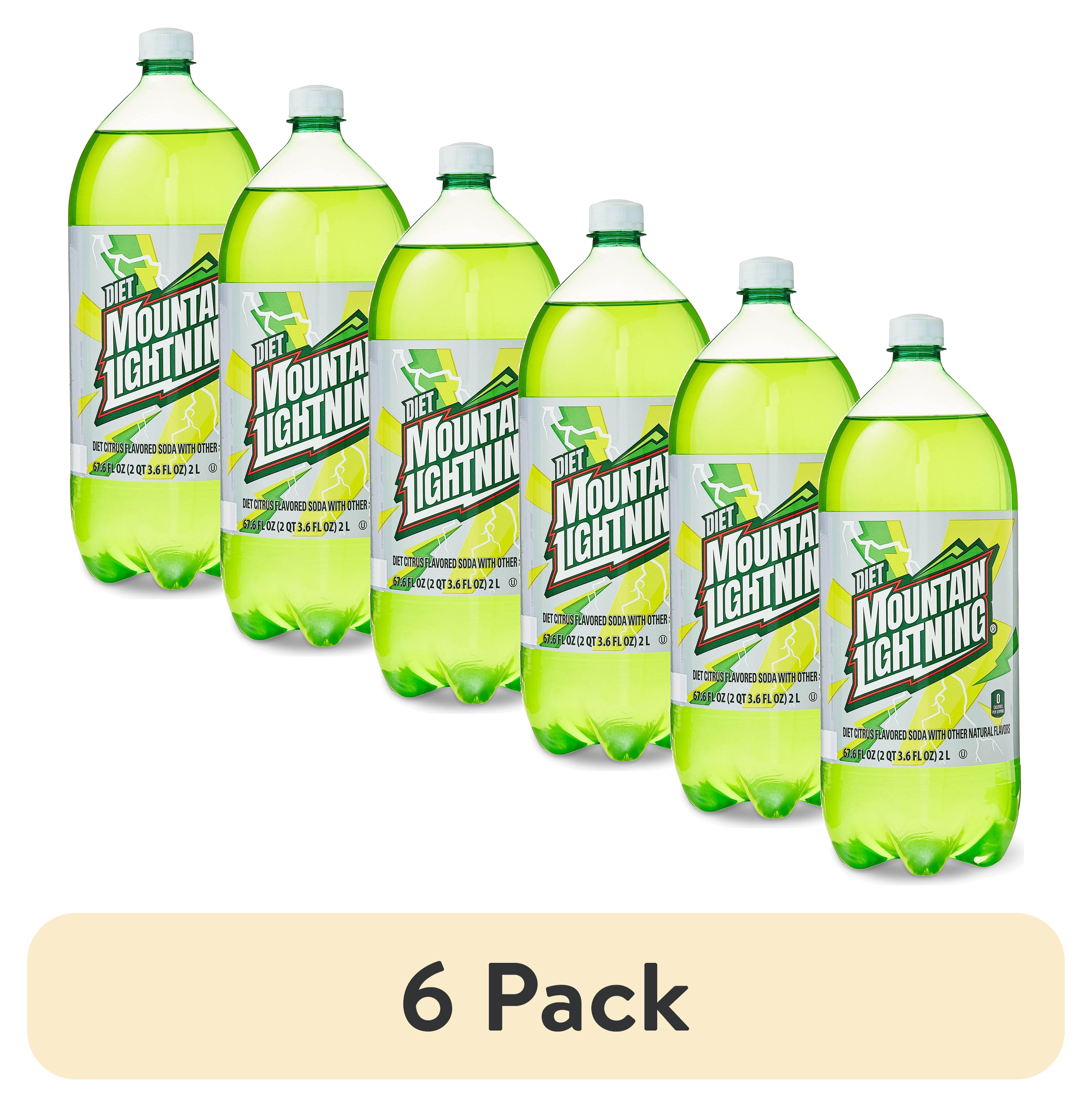 6 pack) Great Value Diet Mountain Lightning, 2 Liter Bottle