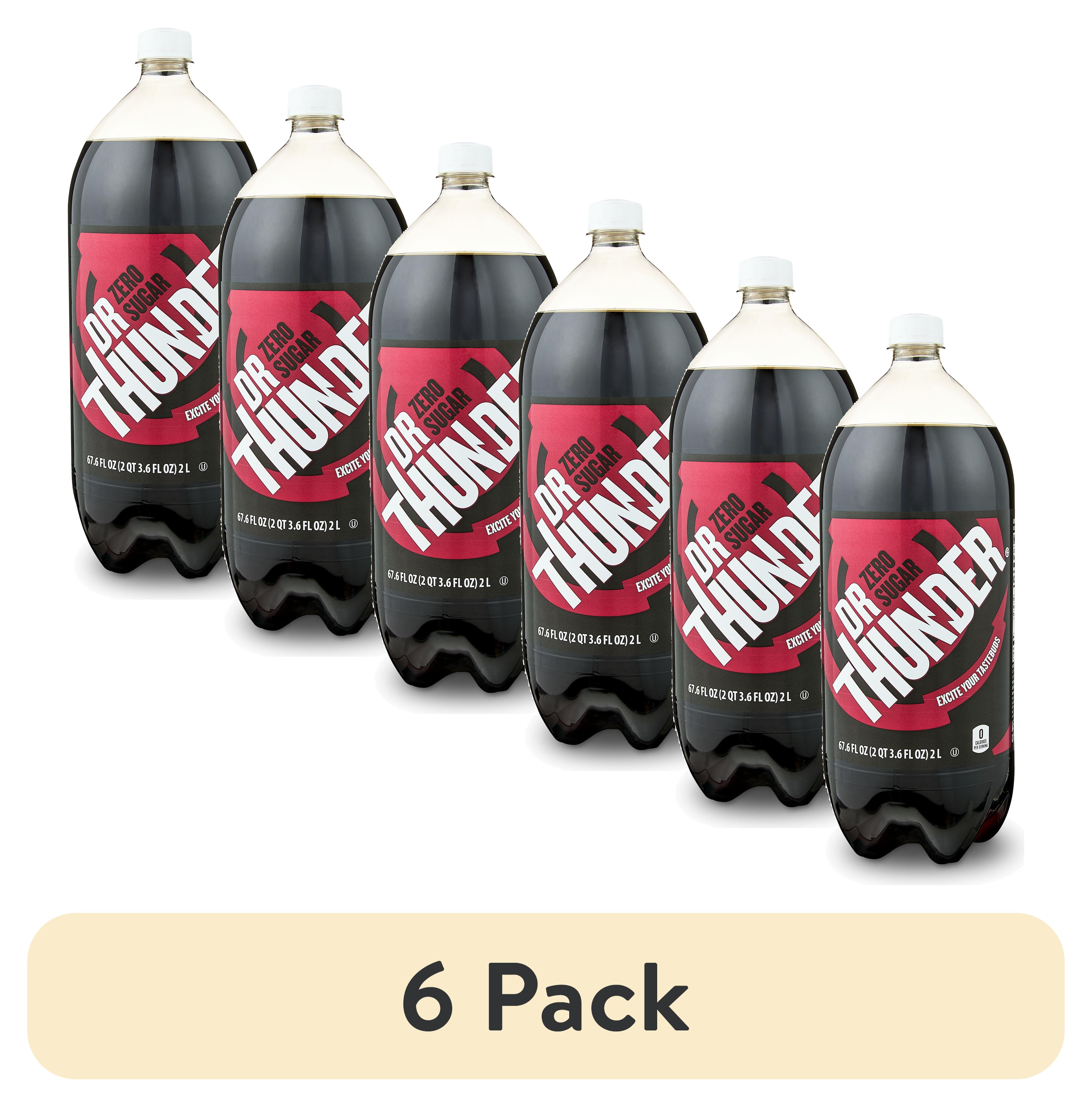 (6 pack) Great Value Dr Thunder Zero Sugar Soda Pop, 2 Liter Bottle