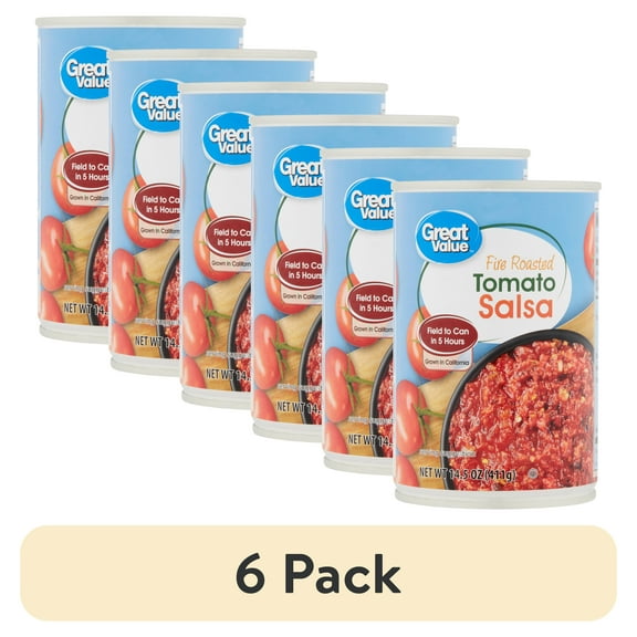 (6 pack) Great Value Fire Roasted Tomato Salsa, 14.5 oz