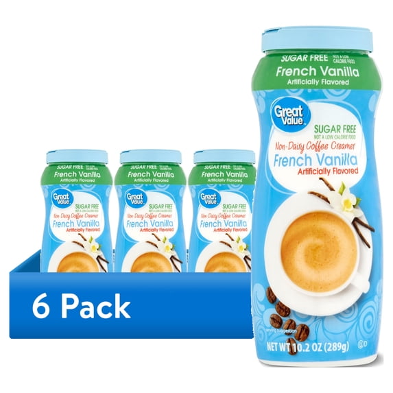 (6 pack) Great Value French Vanilla Non-Dairy Coffee Creamer, Sugar-Free, 10.2 oz