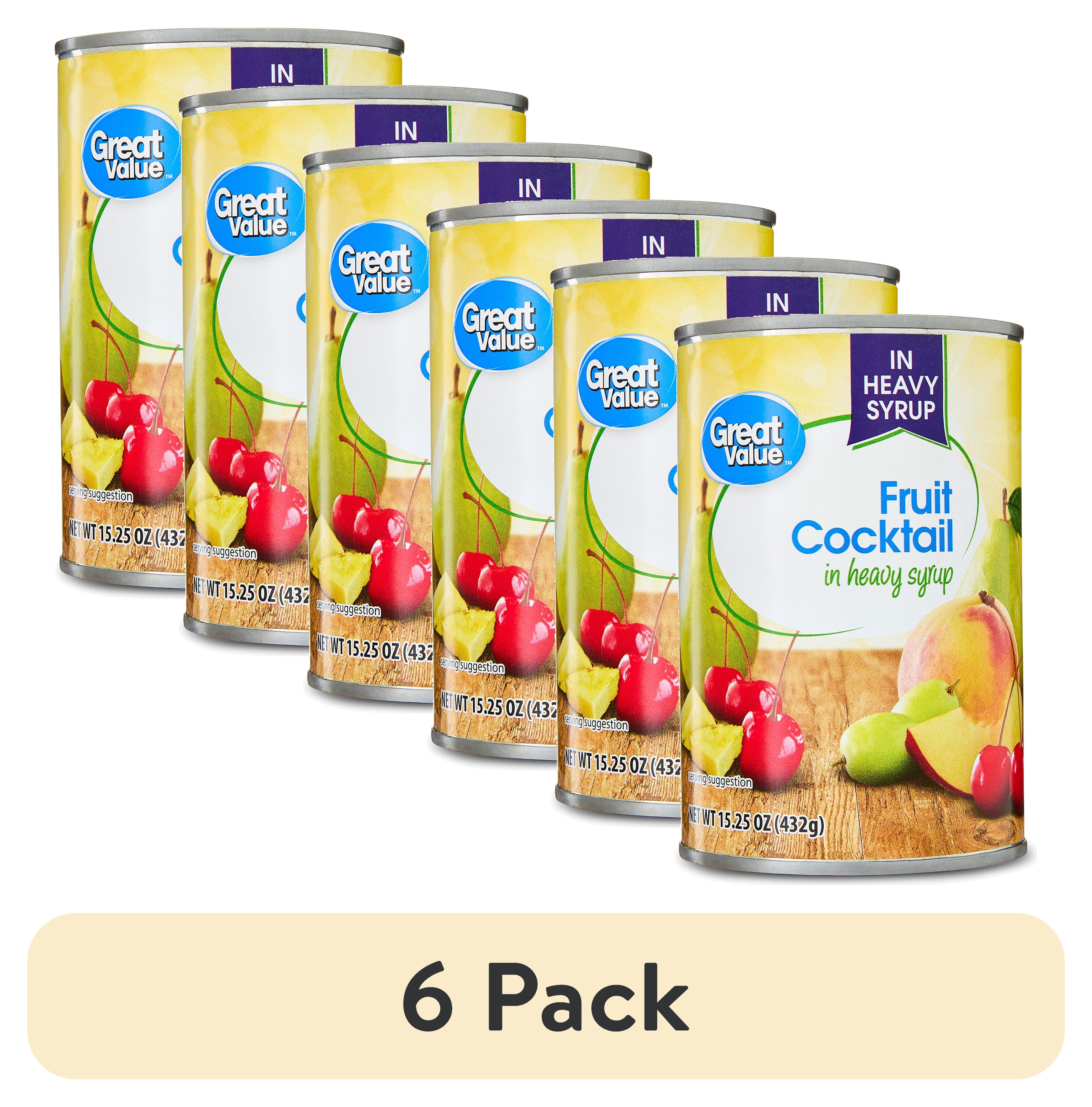(6 pack) Great Value Fruit Cocktail in Heavy Syrup, 15.25 oz - Walmart.com