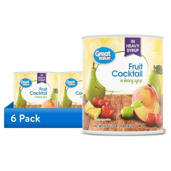 (6 pack) Great Value Fruit Cocktail in Heavy Syrup, 30 oz