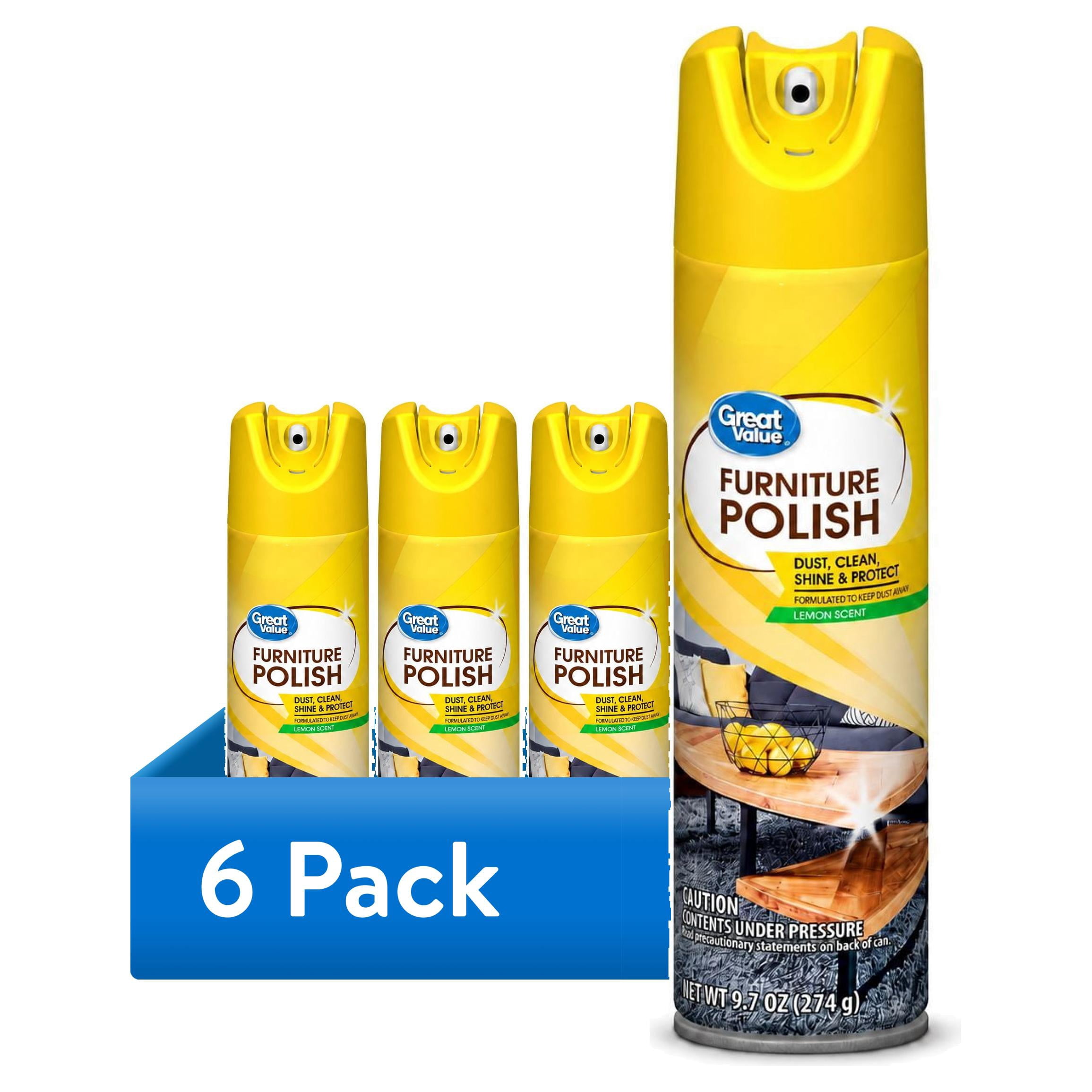 (6 pack) Great Value Furniture Polish, Lemon Scent, 9.7 oz