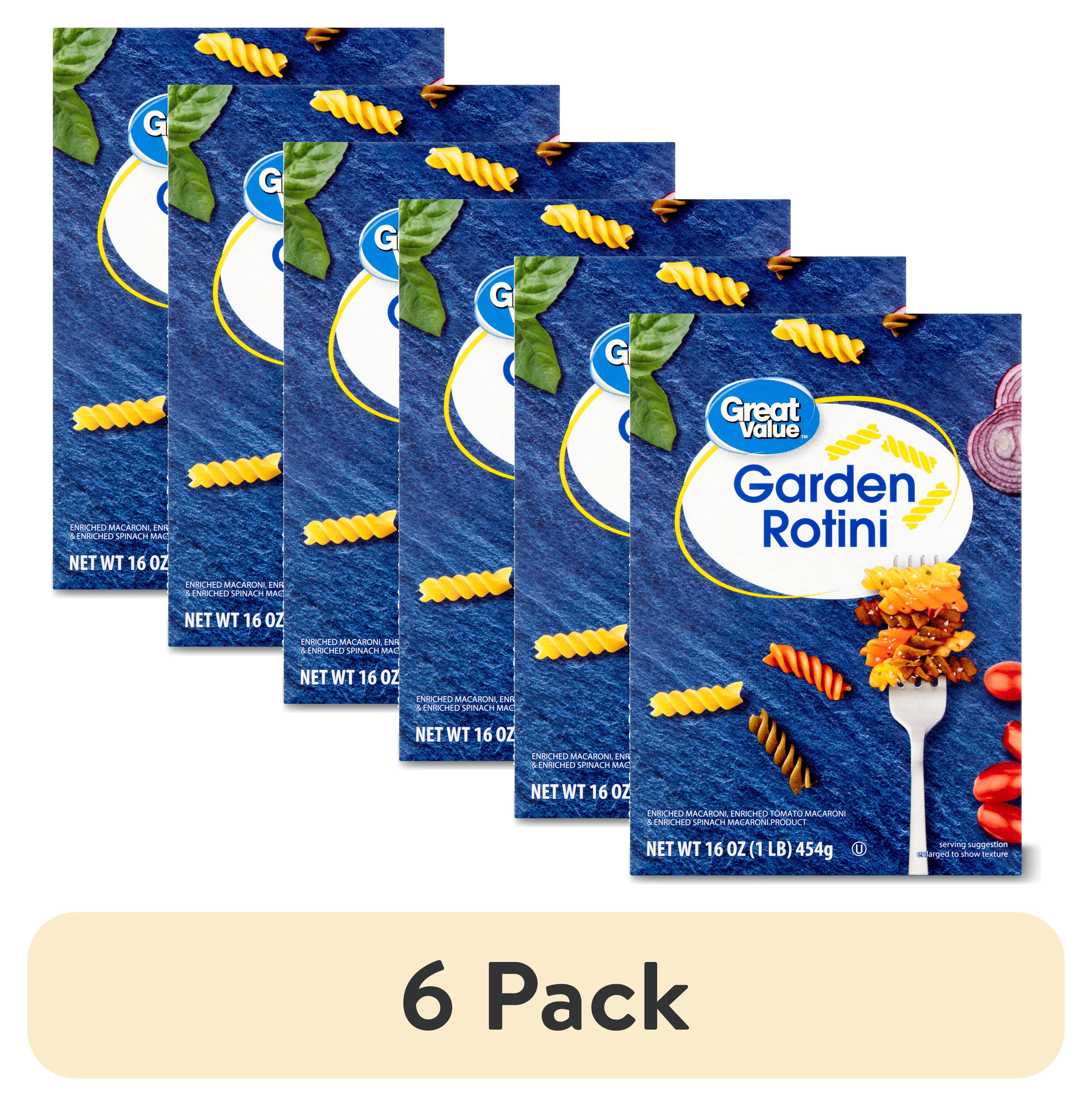 (6 pack) Great Value Garden Rotini Pasta, 16 oz