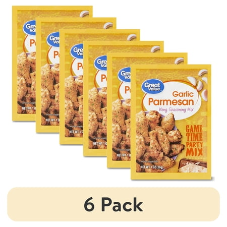 (6 pack) Great Value Garlic Parmesan Wing Seasoning Mix, 1 oz