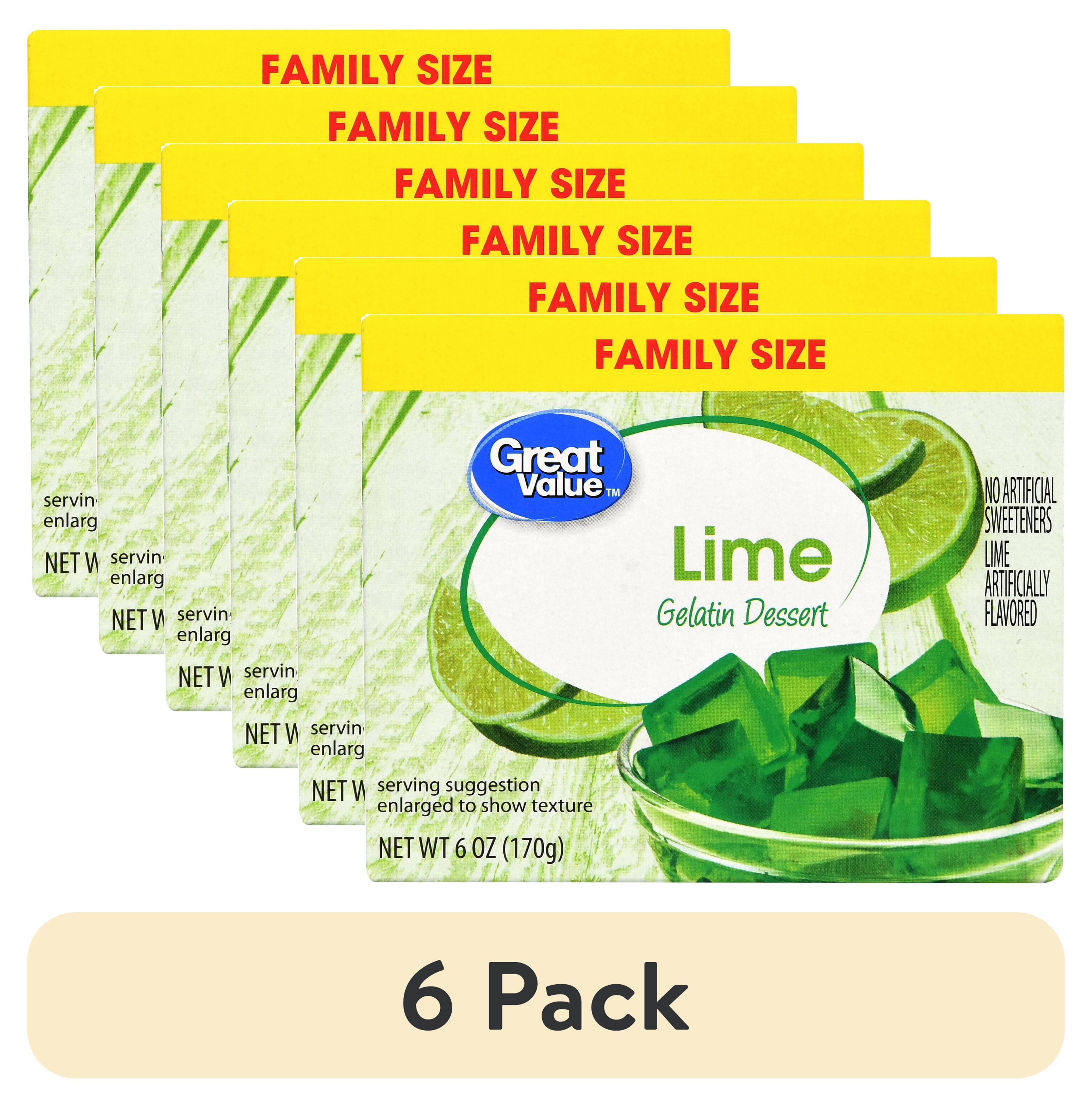 Great Value Lime Gelatin Dessert, Family Size, 6 oz, Bright Green