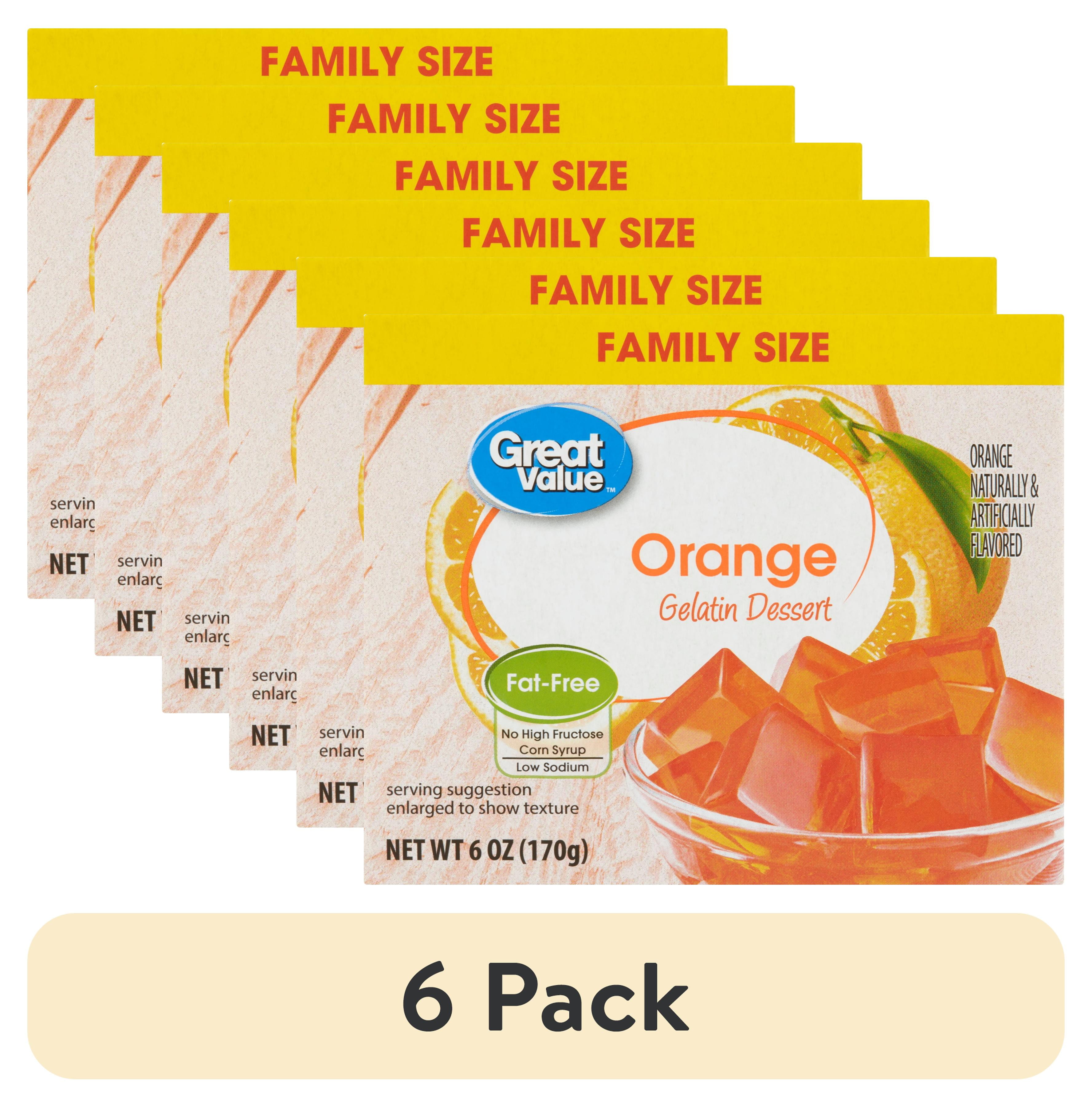 Great Value Gelatin Dessert Orange Family Size 6 oz Low Calorie