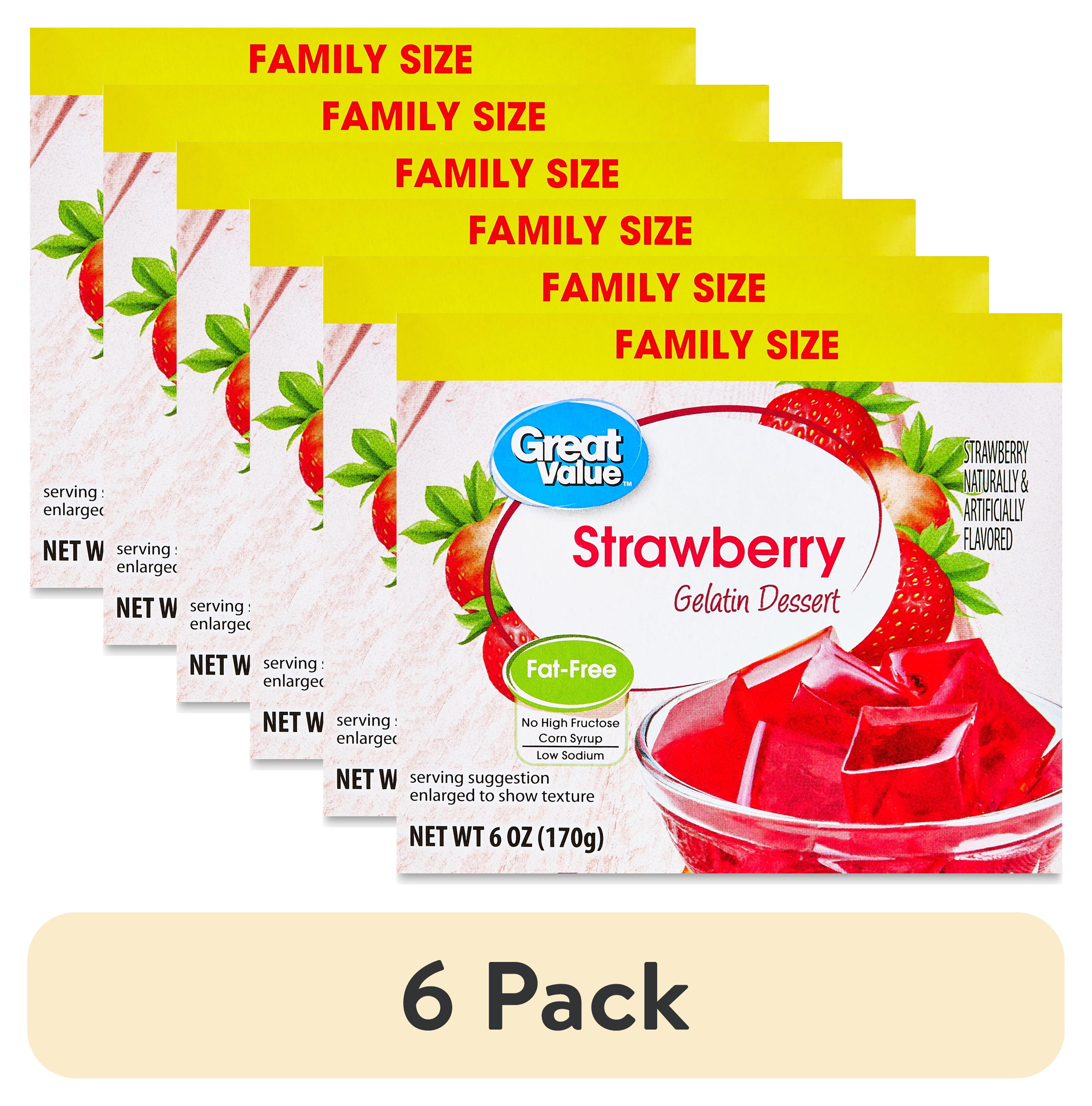 (6 pack) Great Value Gelatin Dessert, Strawberry, 6 oz